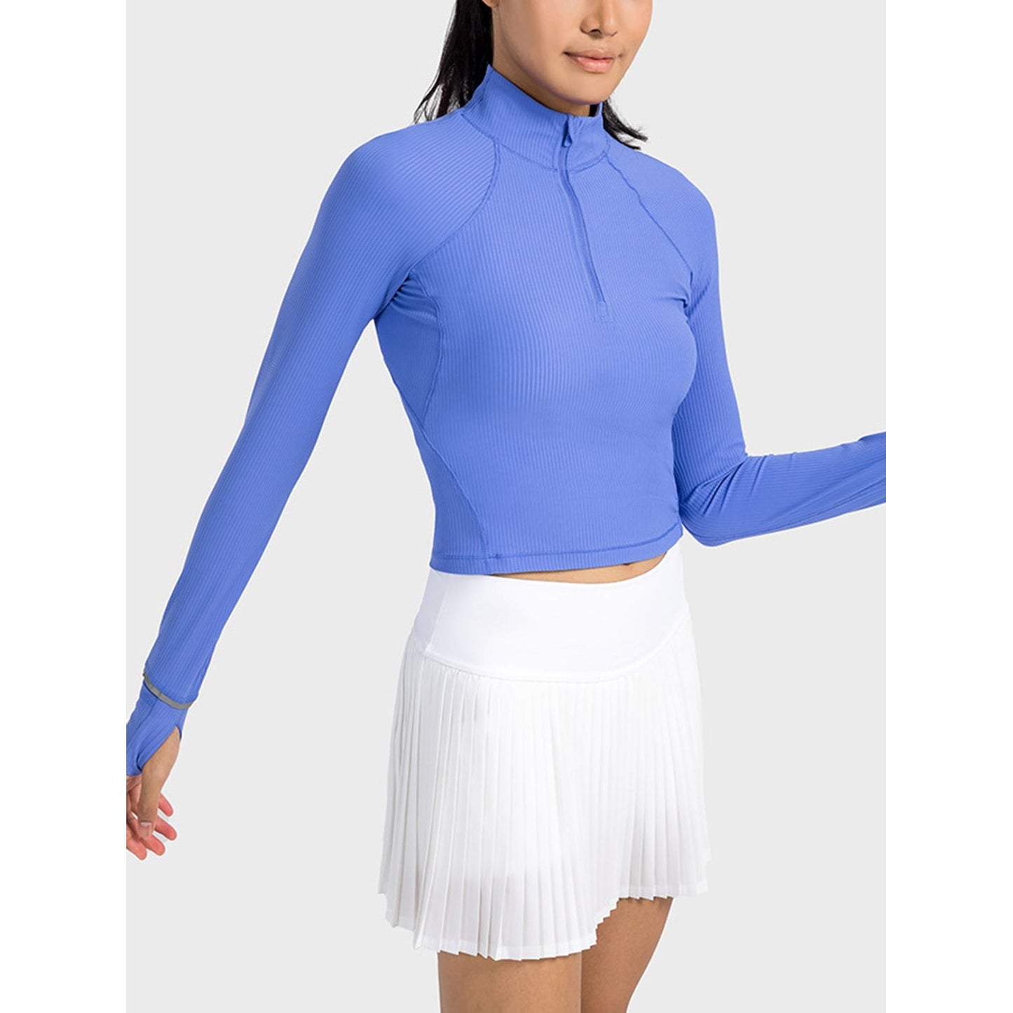 Mock Neck Half Zip Long Sleeve Sport Top