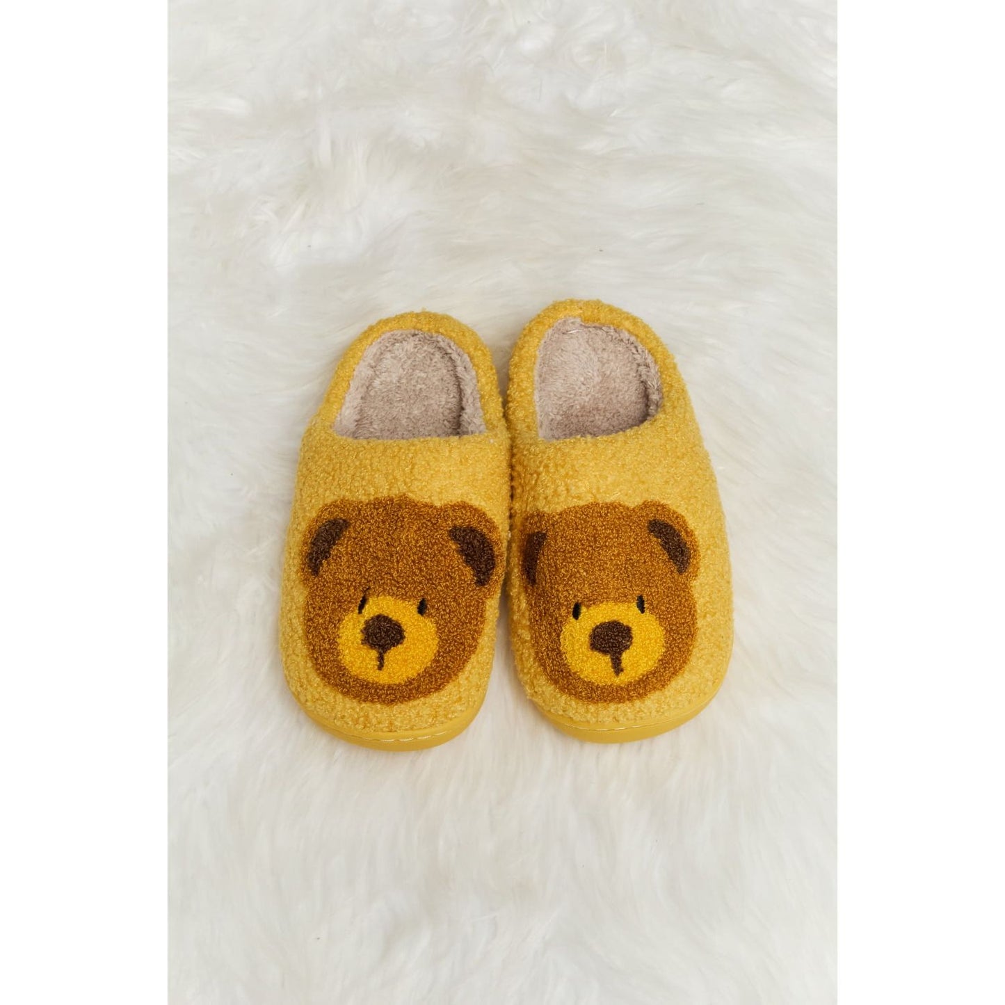 Melody Teddy Bear Print Plush Slide Slippers