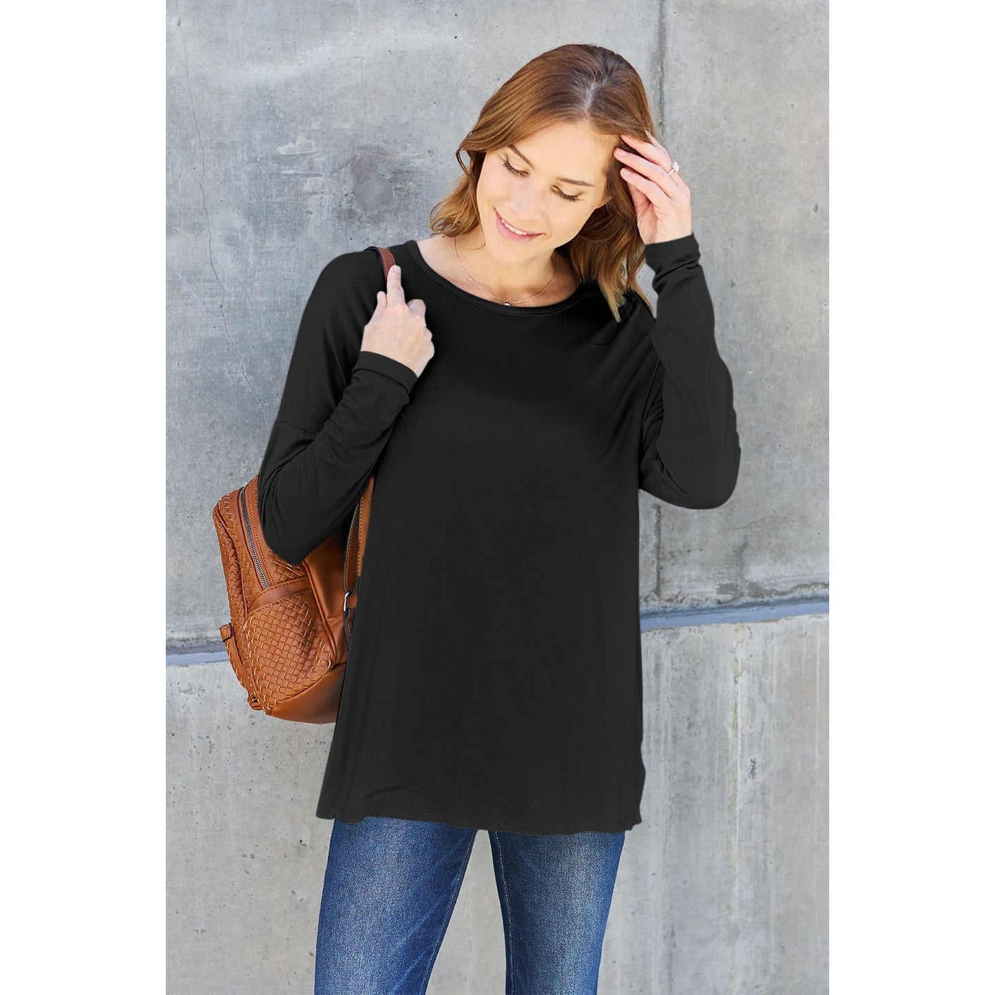 Basic Bae Full Size Round Neck Dropped Shoulder T-Shirt