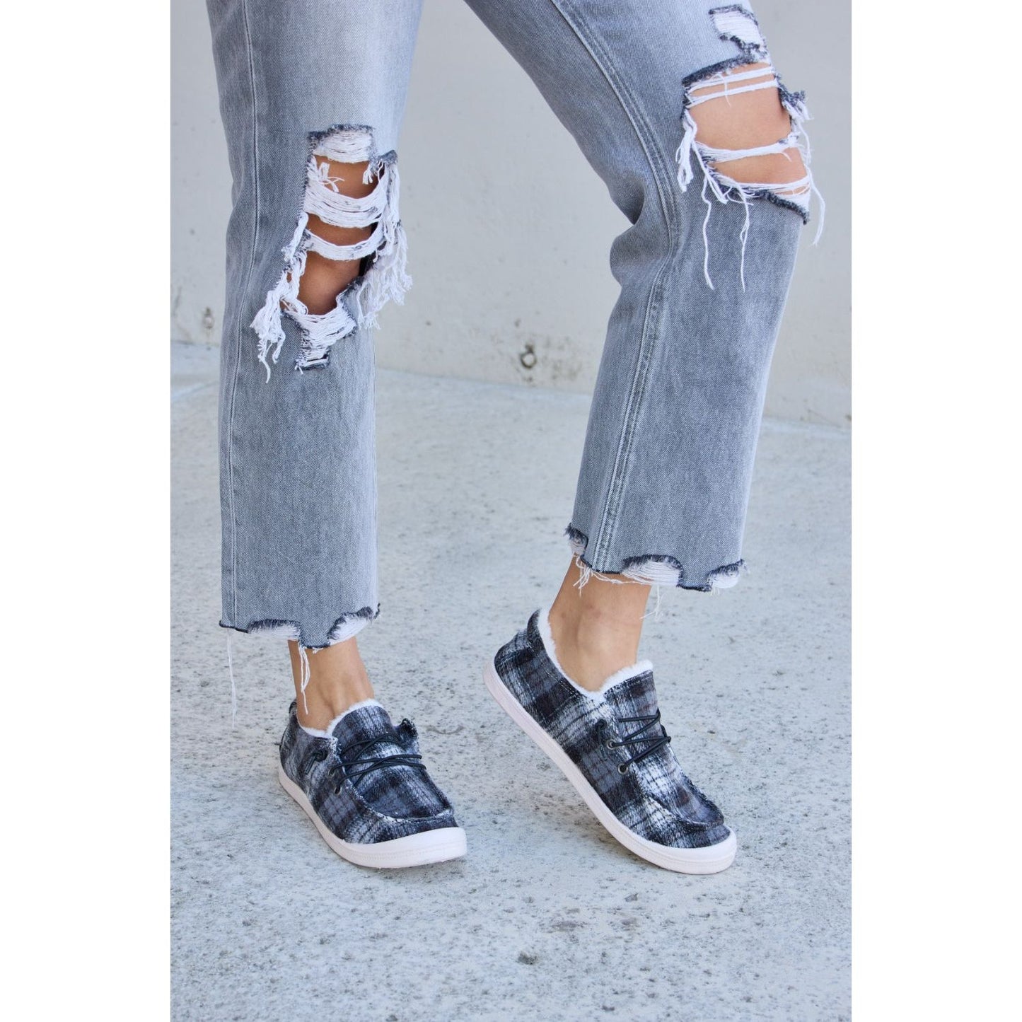 Forever Link Plaid Plush Flat Sneakers