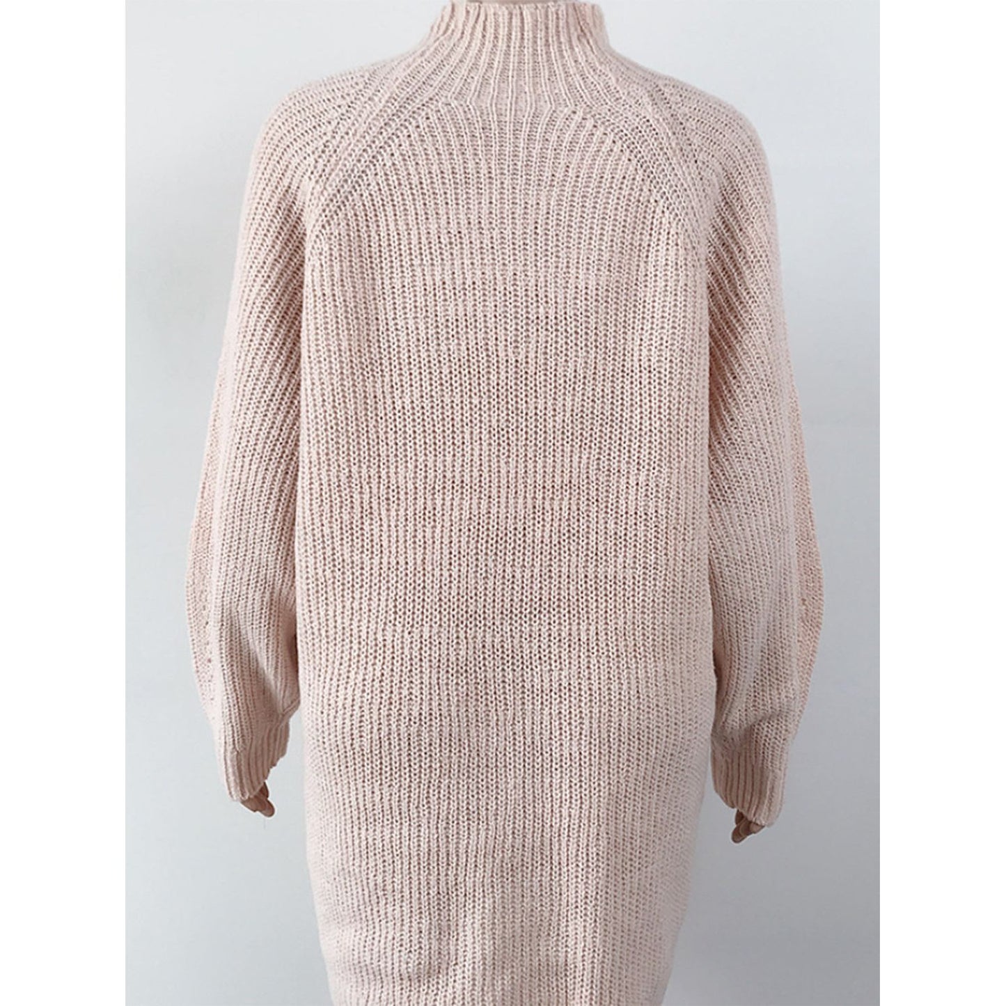 Mock Neck Dropped Shoulder Sweater Dress