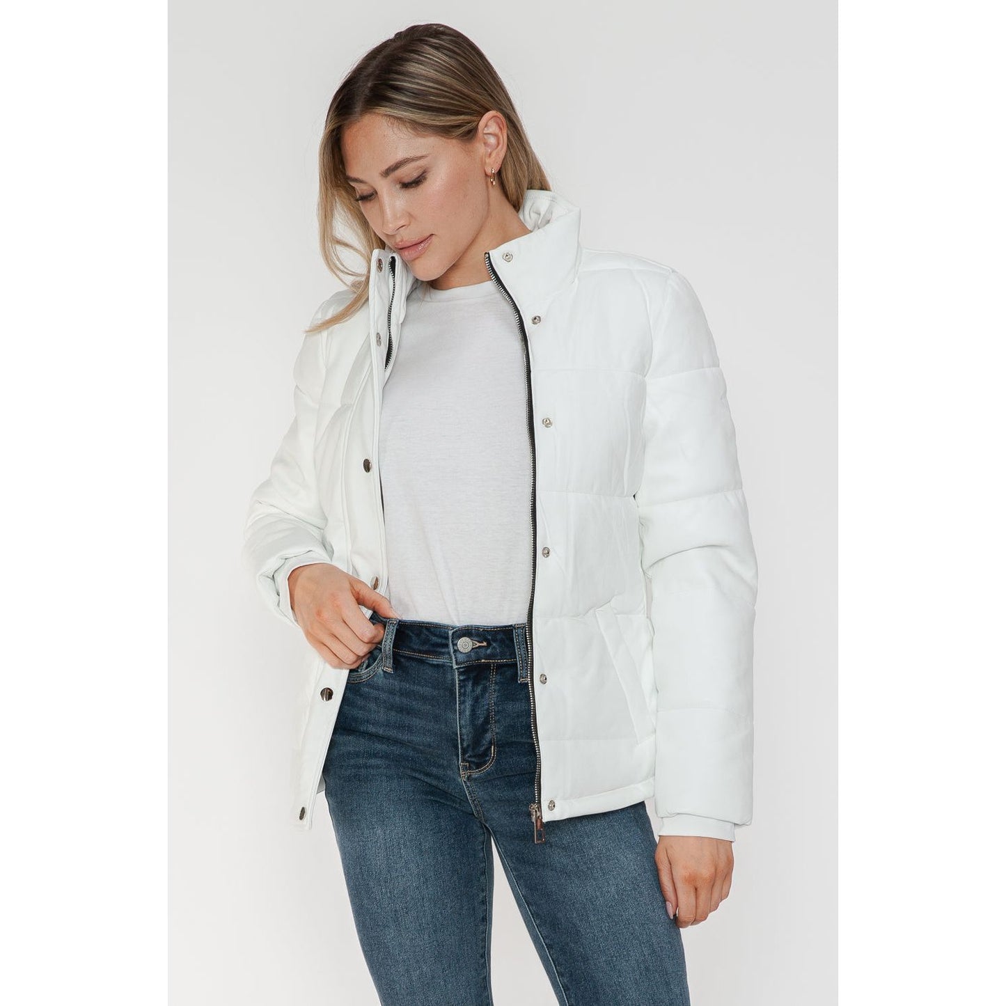 YMI Pocketed Zip Up Turtleneck Puffer Jacket