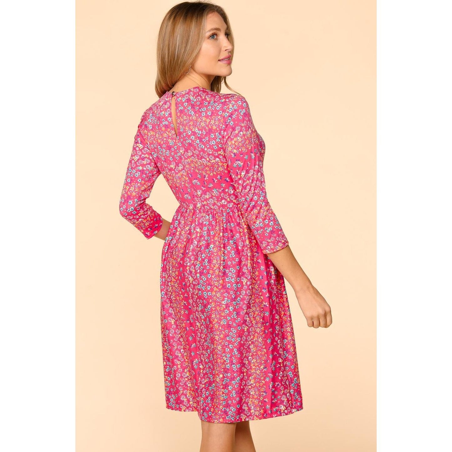 Haptics Round Neck Floral Dress with Pockets