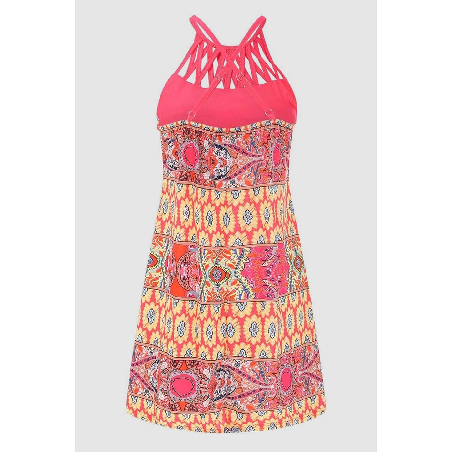 Printed Grecian Neck Mini Dress