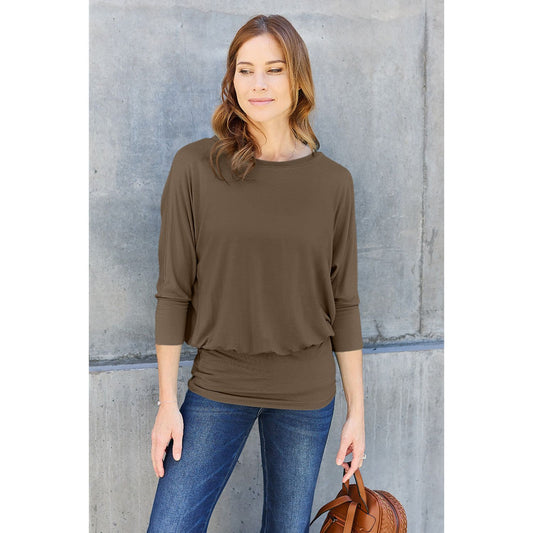 Basic Bae Full Size Round Neck Batwing Sleeve Top