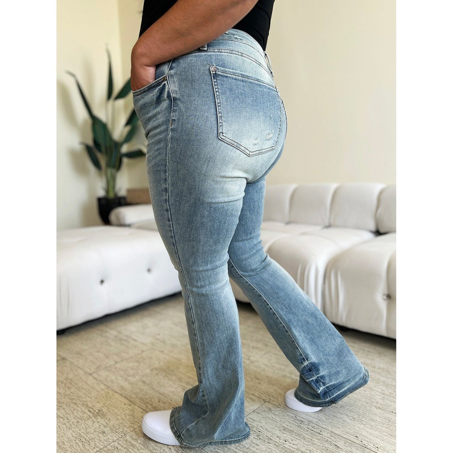 Judy Blue Full Size Mid Rise Flare Jeans