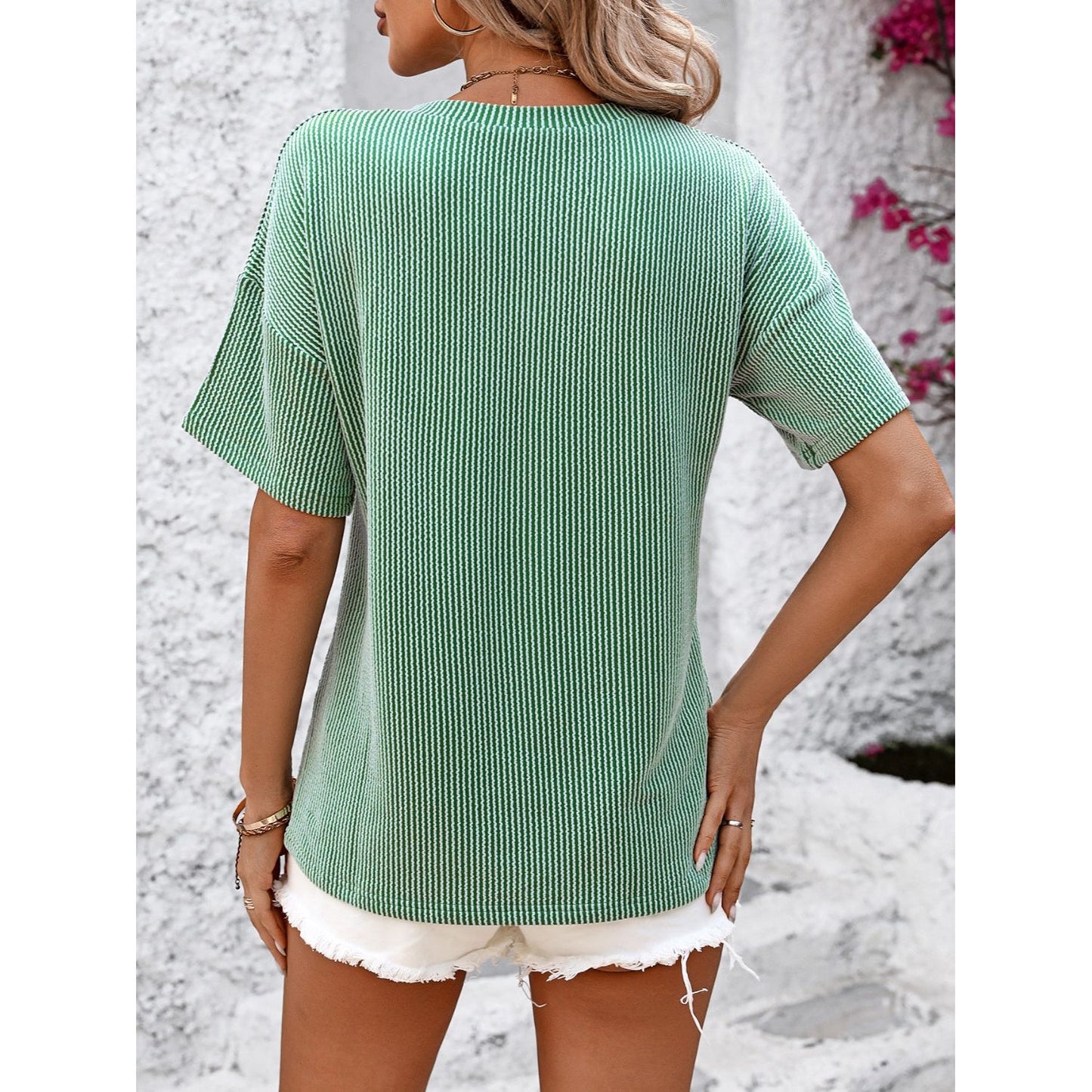 Mandy V-Neck Dropped Shoulder T-Shirt