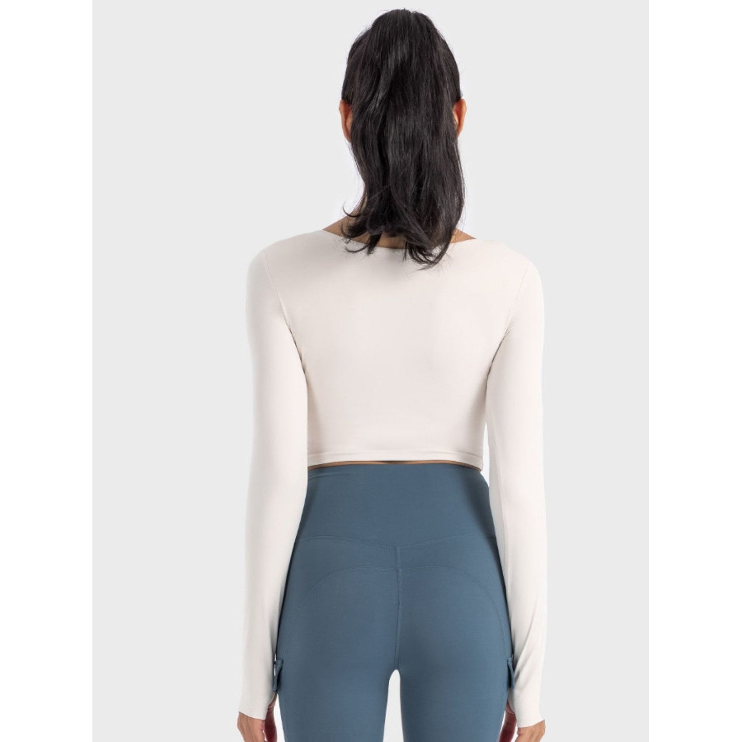 Ruched Cropped Long Sleeve Sports Top