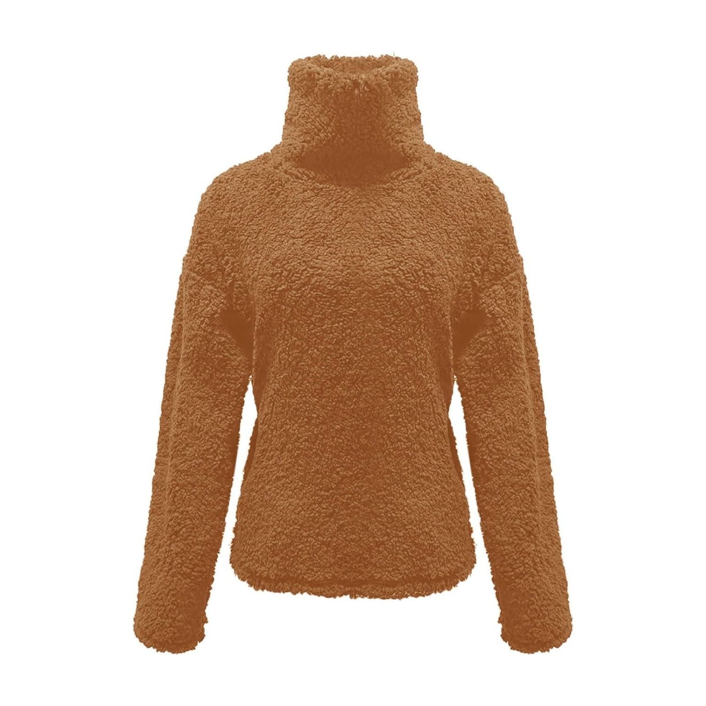 Fuzzy Turtleneck Long Sleeve Sweatshirt