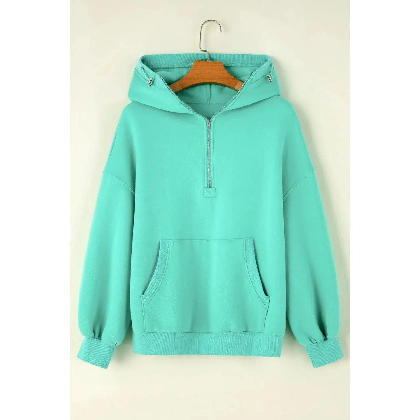 Pocketed Half Zip Long Sleeve Hoodie