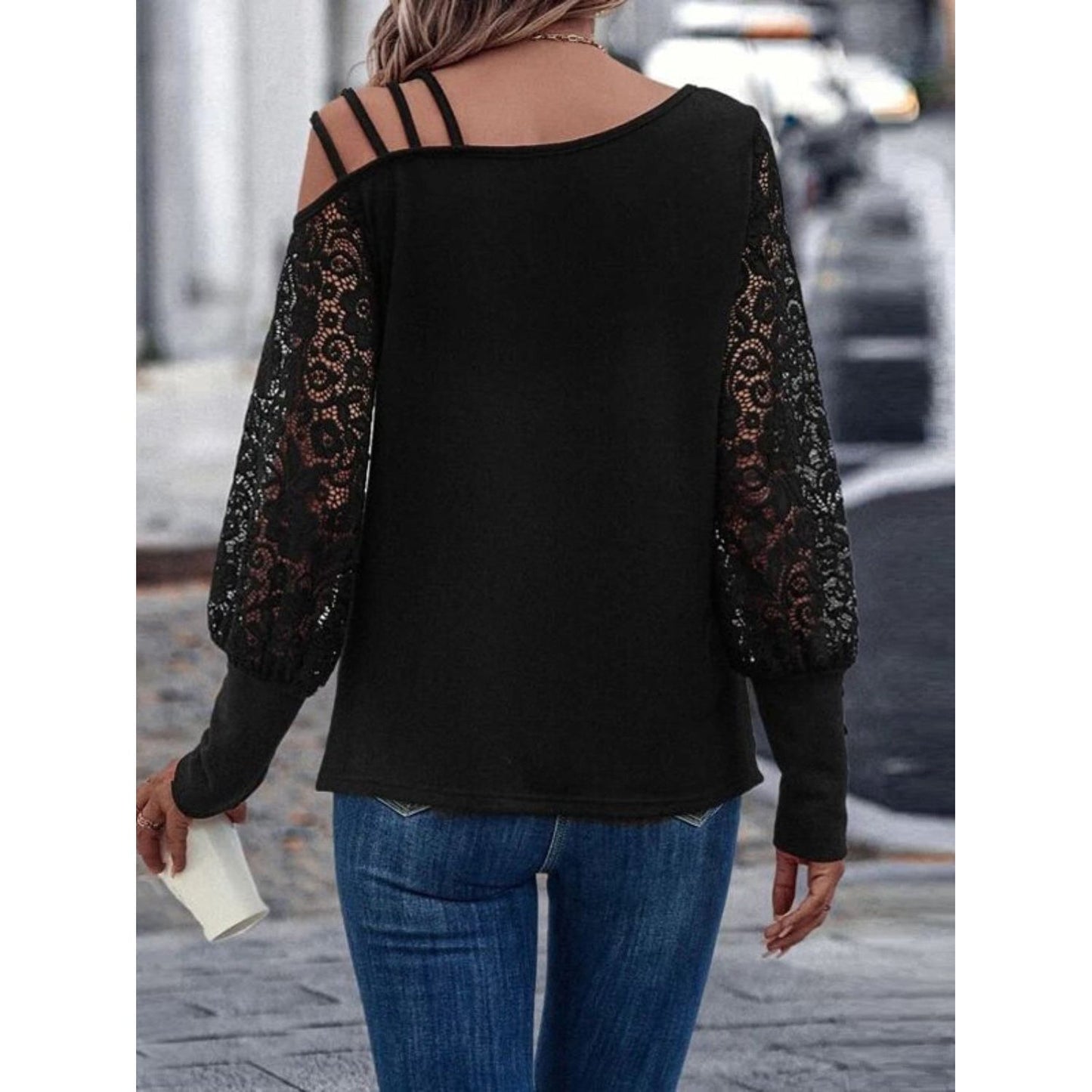 Full Size Asymmetrical Neck Long Sleeve T-Shirt