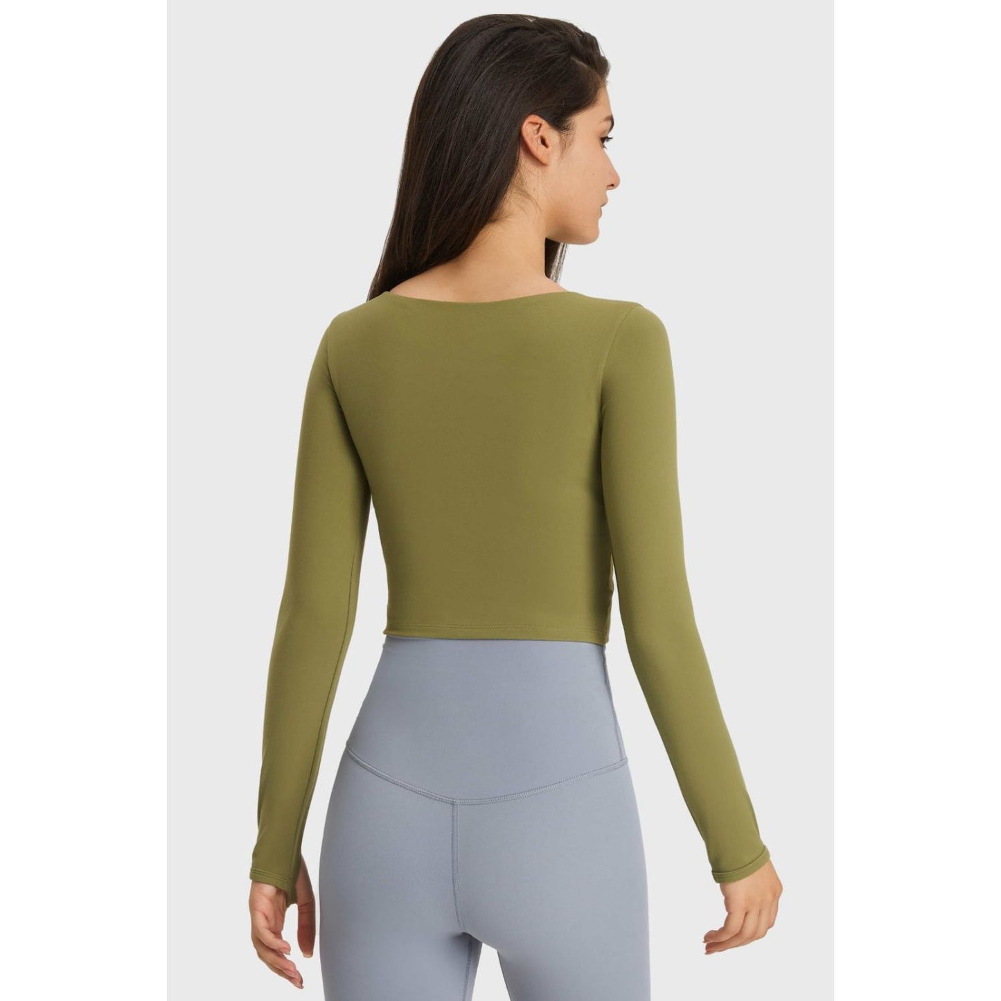 Cutout Long Sleeve Cropped Sports Top