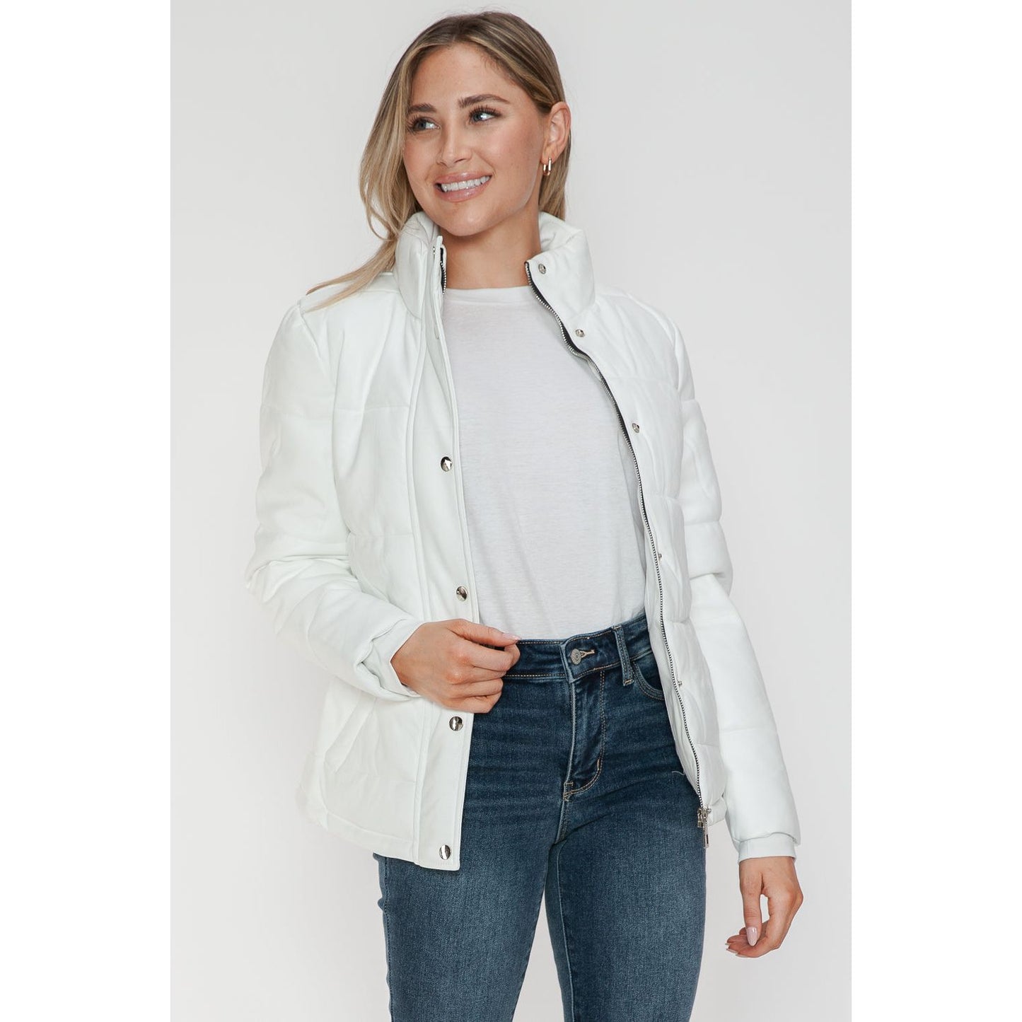 YMI Pocketed Zip Up Turtleneck Puffer Jacket