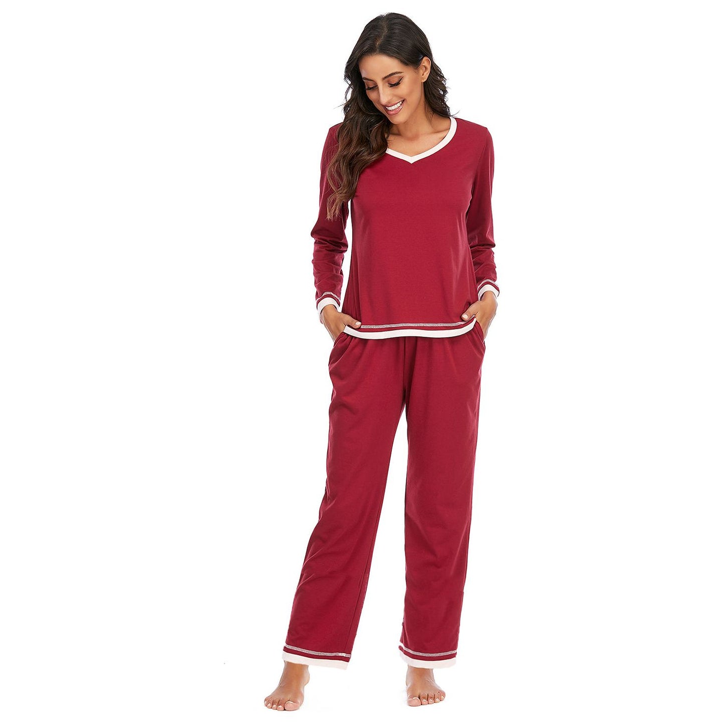 V-Neck Top and Pants Lounge Set