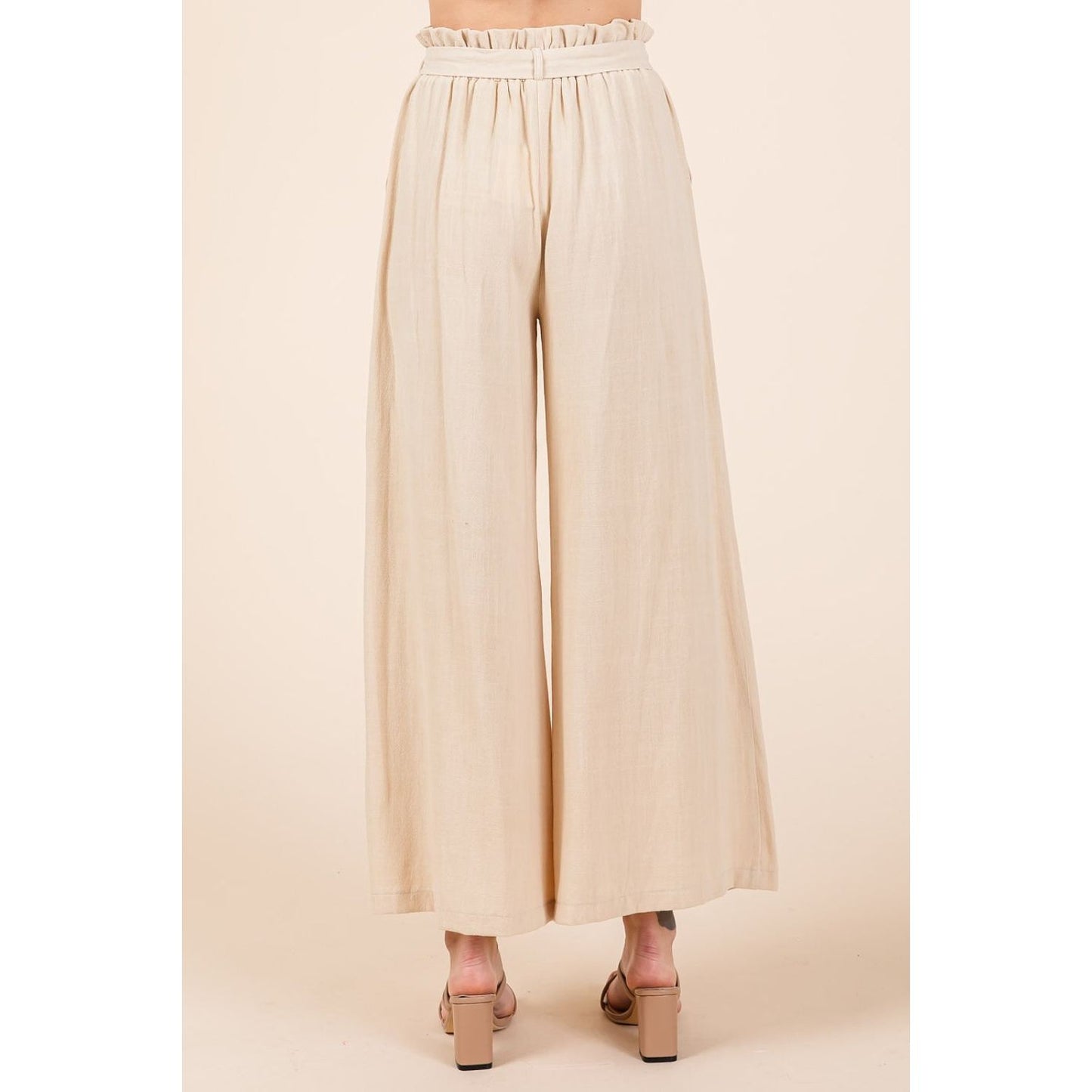 Mittoshop High Waist Tie Front Wide Leg Pants