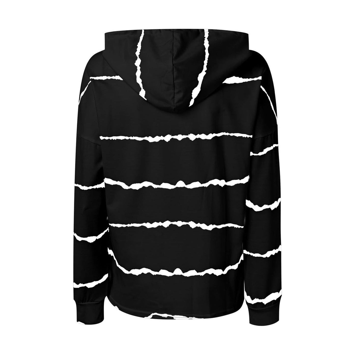 Drawstring Striped Long Sleeve Hoodie