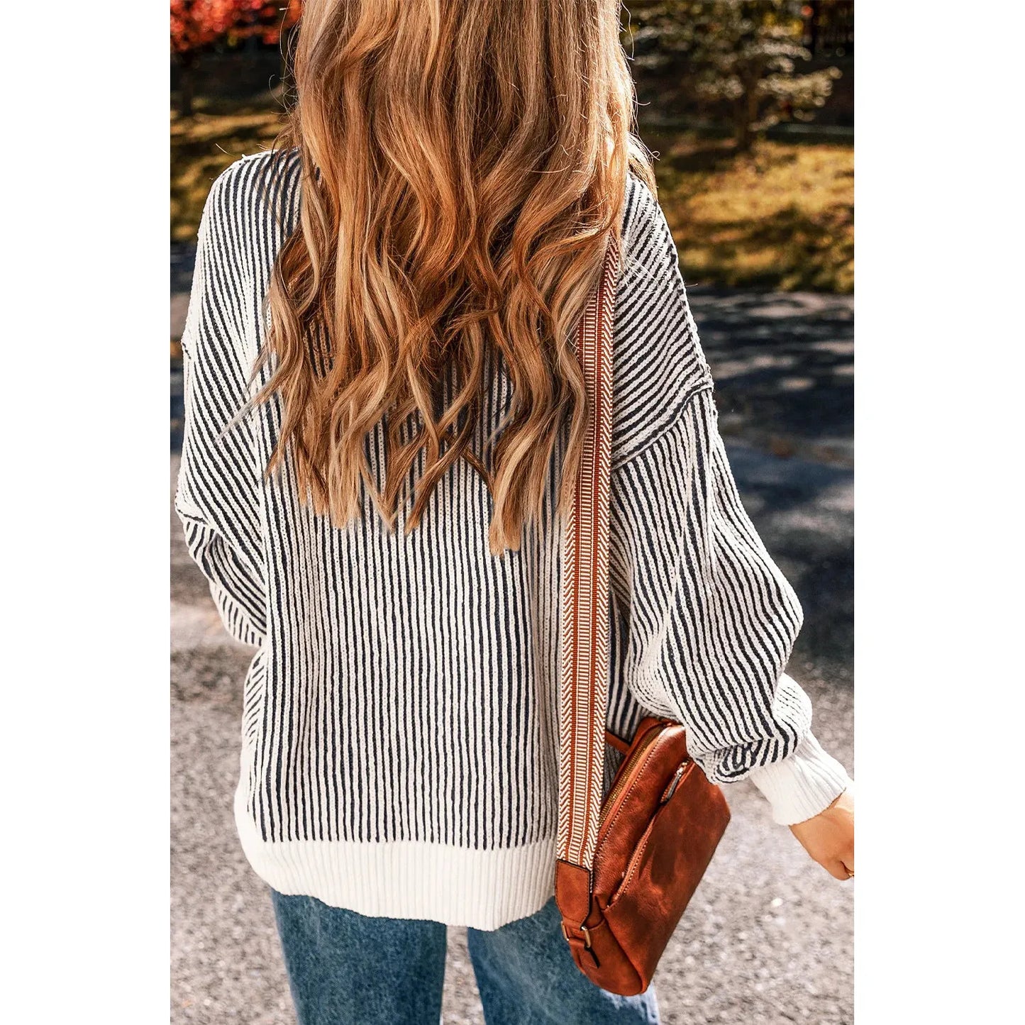 Round Neck Dropped Shoulder Sweater