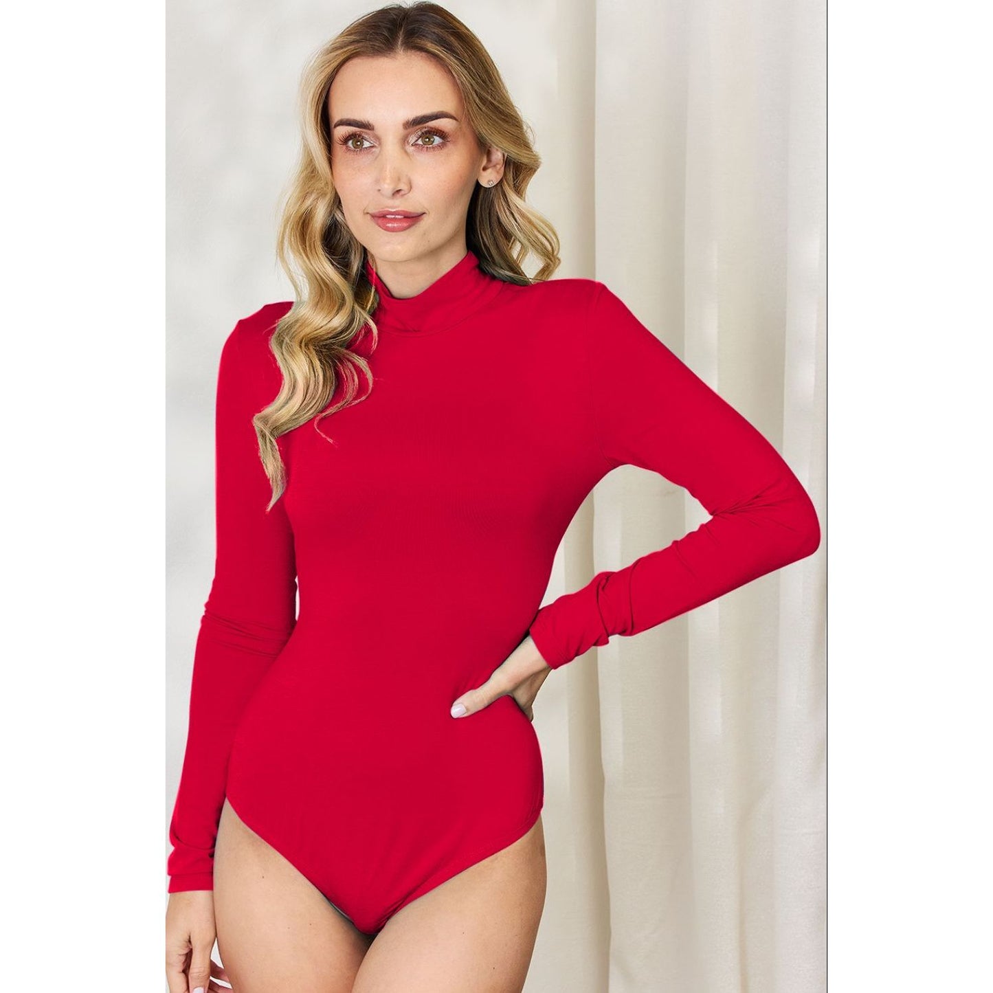 Basic Bae Full Size Mock Neck Long Sleeve Bodysuit