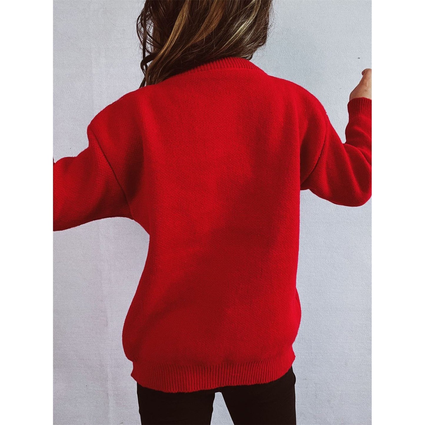 Christmas Tree Round Neck Long Sleeve Sweater