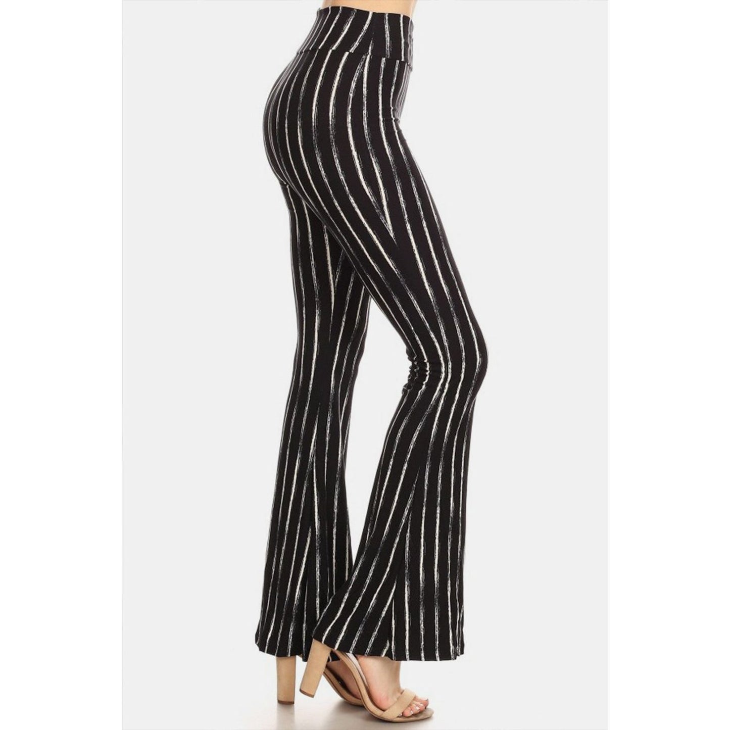 Leggings Depot Striped High Waist Flare Pants