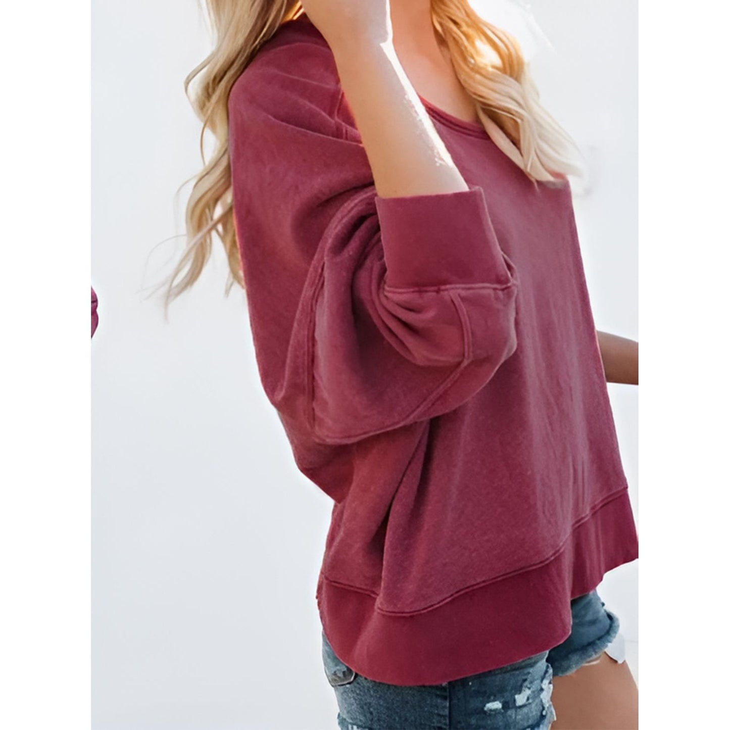 Backless Round Neck Long Sleeve Sweatshirt