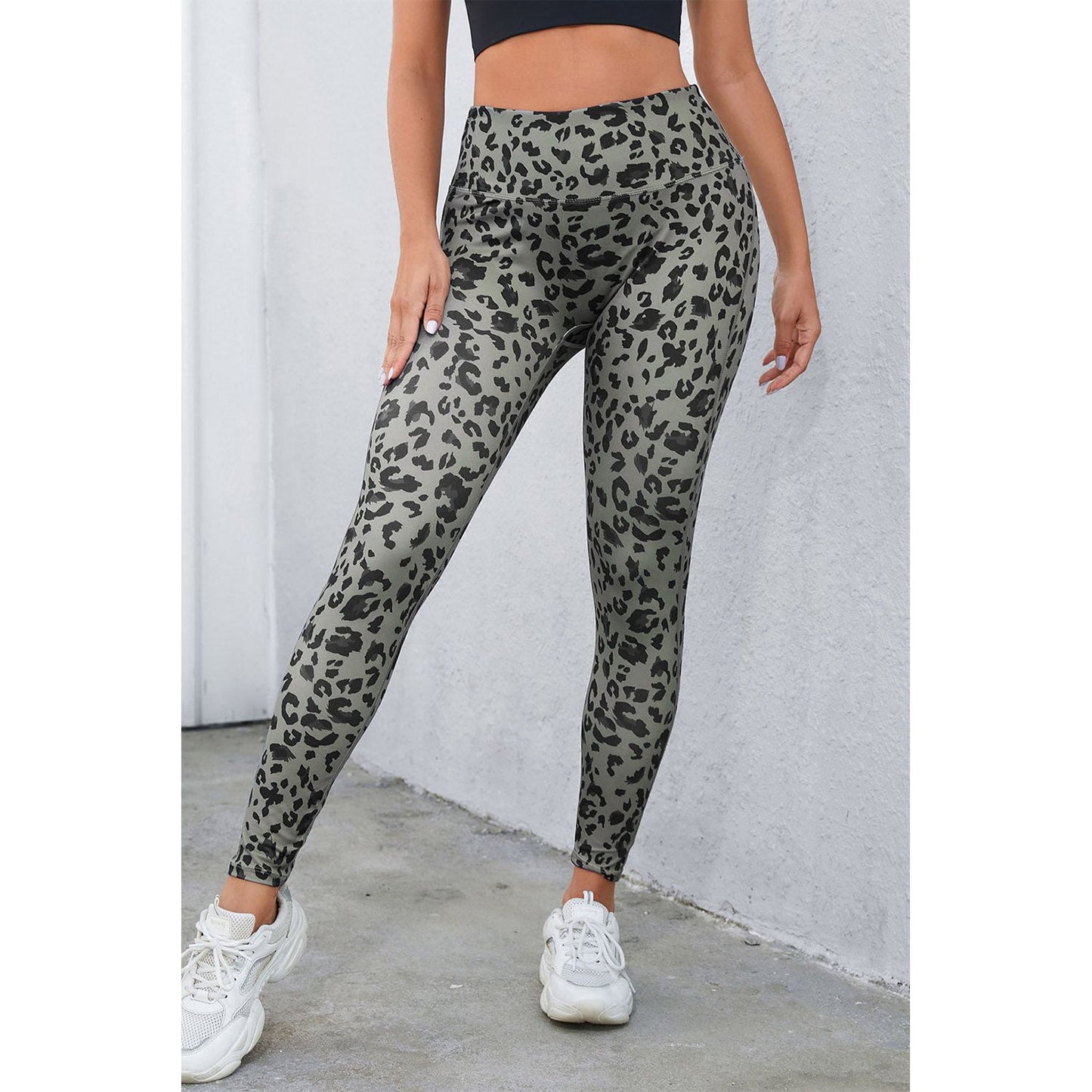 Leopard Print Wide Waistband Leggings