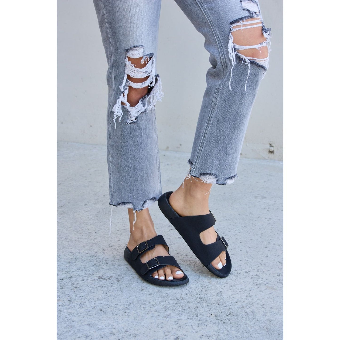 Forever Link Double Buckle Open Toe Sandals