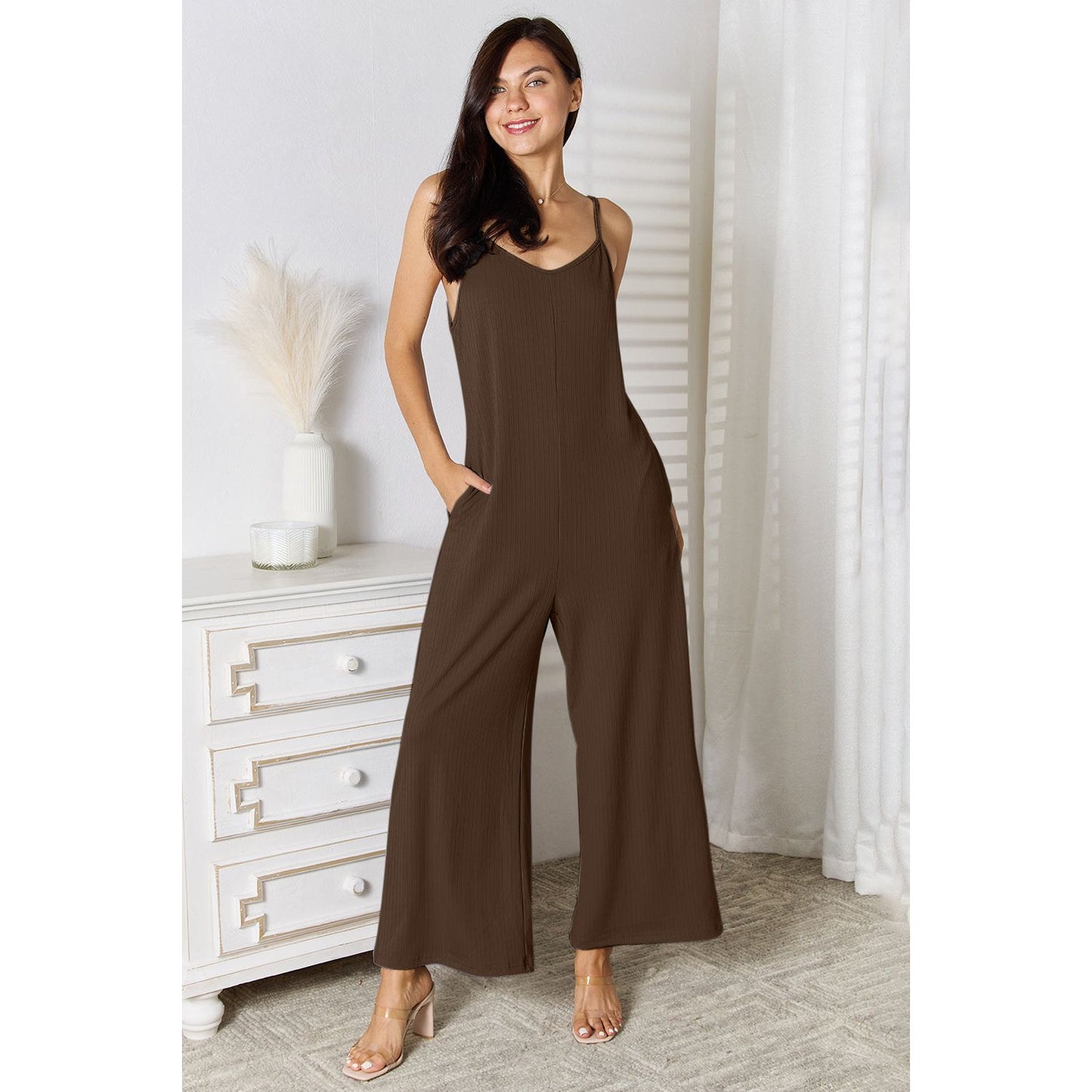 Basic Bae Full Size Spaghetti Strap V-Neck Jumpsuit