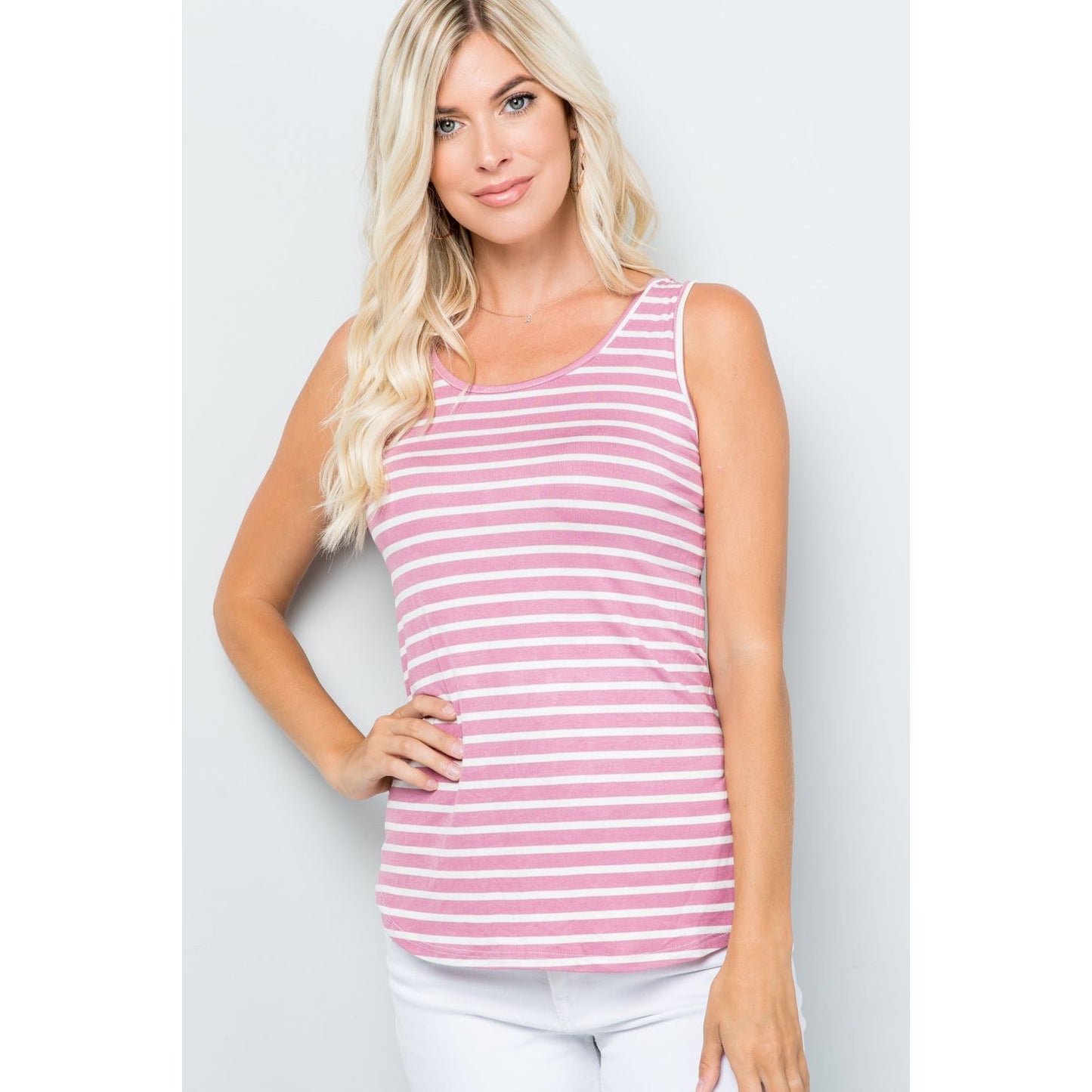 Celeste Full Size Backside Bow Tie Striped Tank