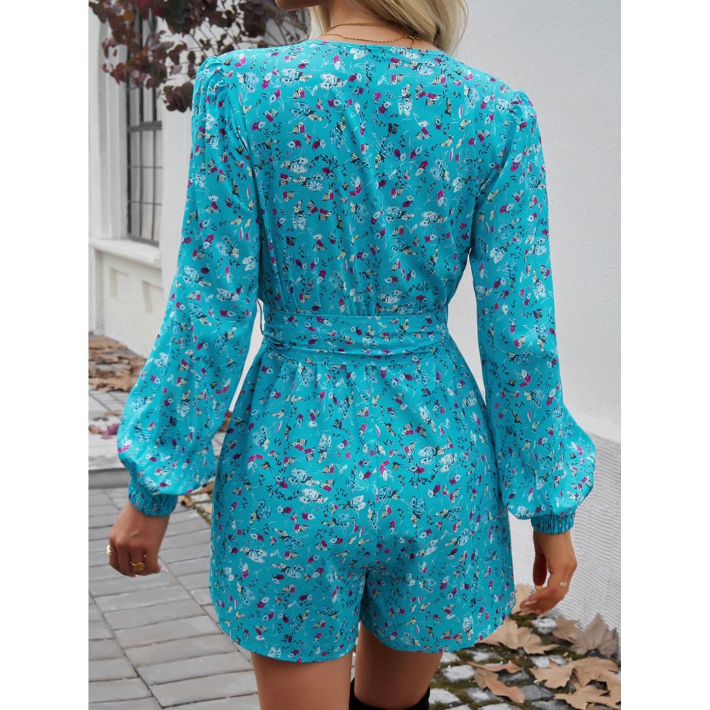 Tied Surplice Long Sleeve Romper