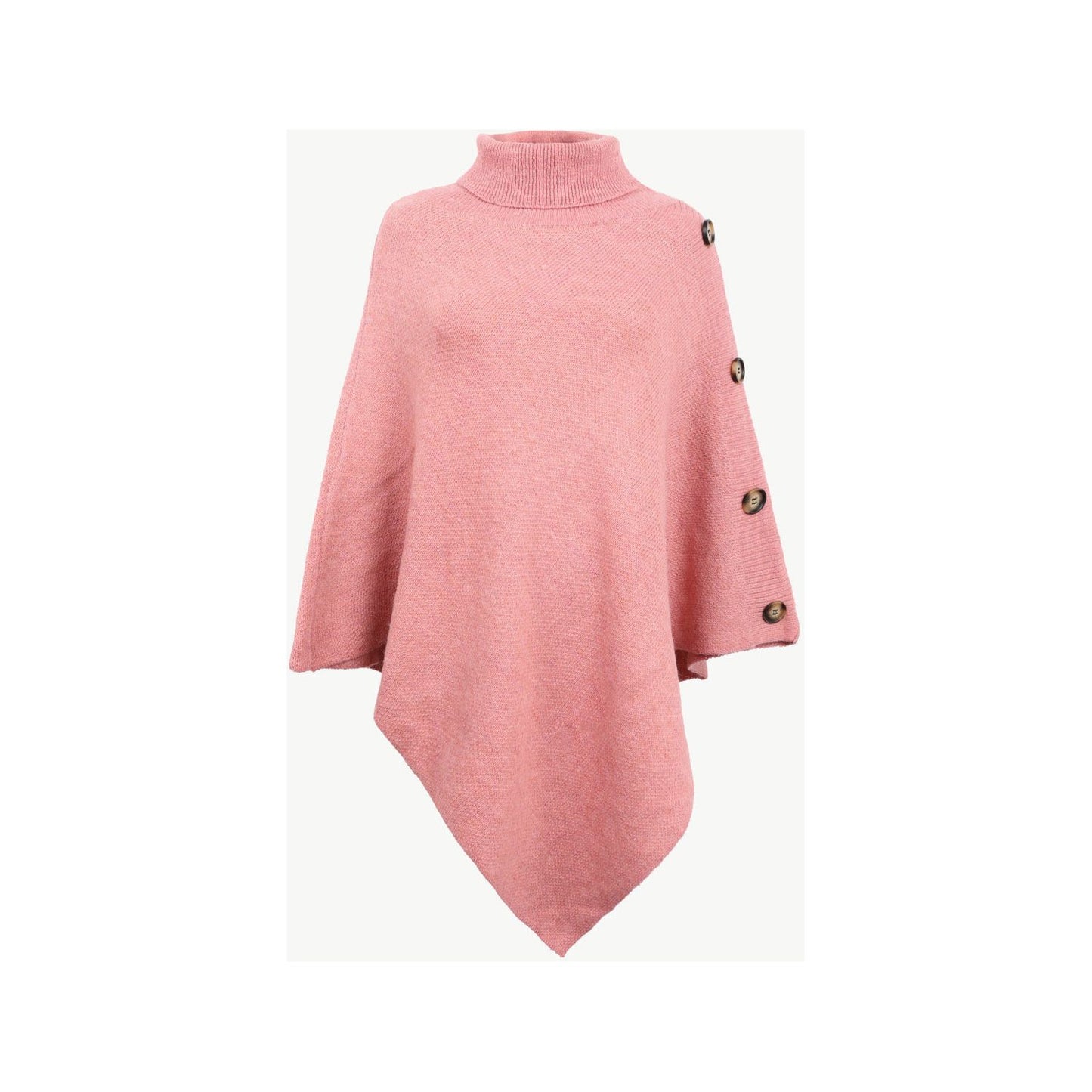 Turtleneck Buttoned Poncho