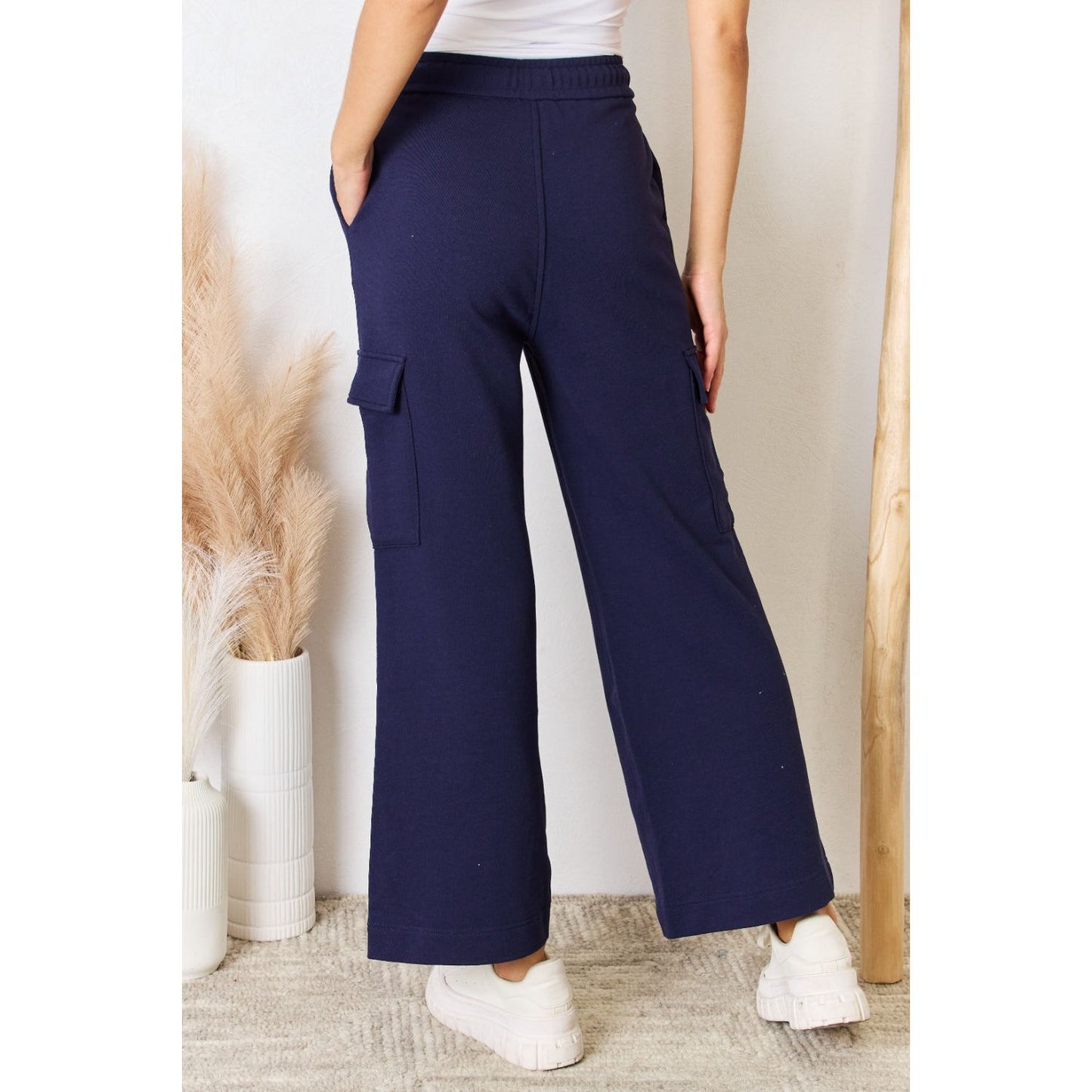 RISEN Drawstring Relaxed Cargo Wide Leg Pants