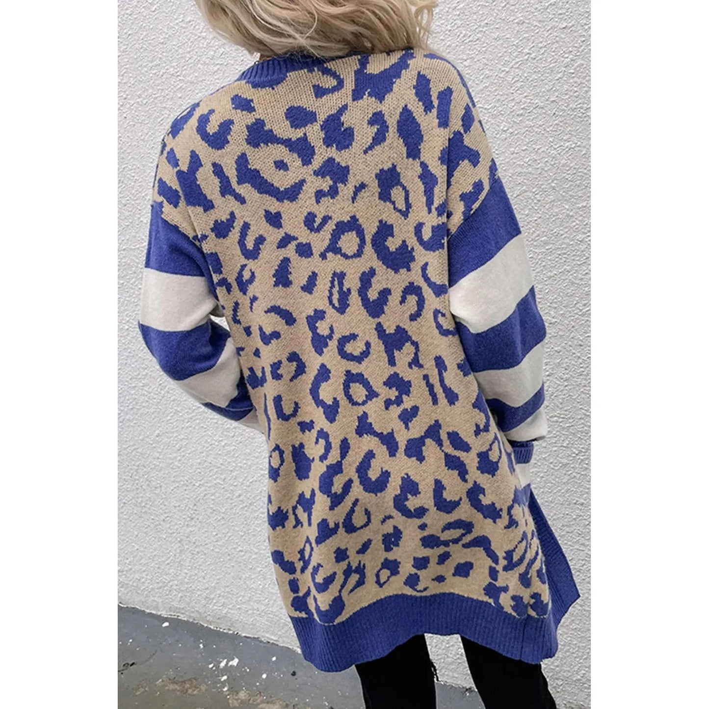 Leopard Open Front Long Sleeve Cardigan