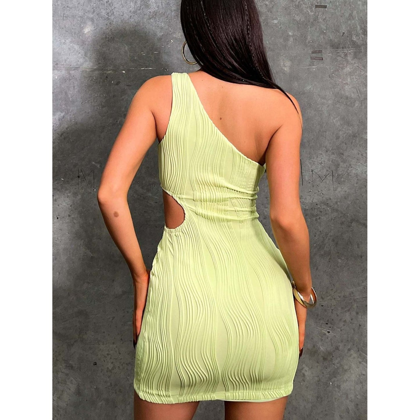 One Shoulder Cutout Mini Dress