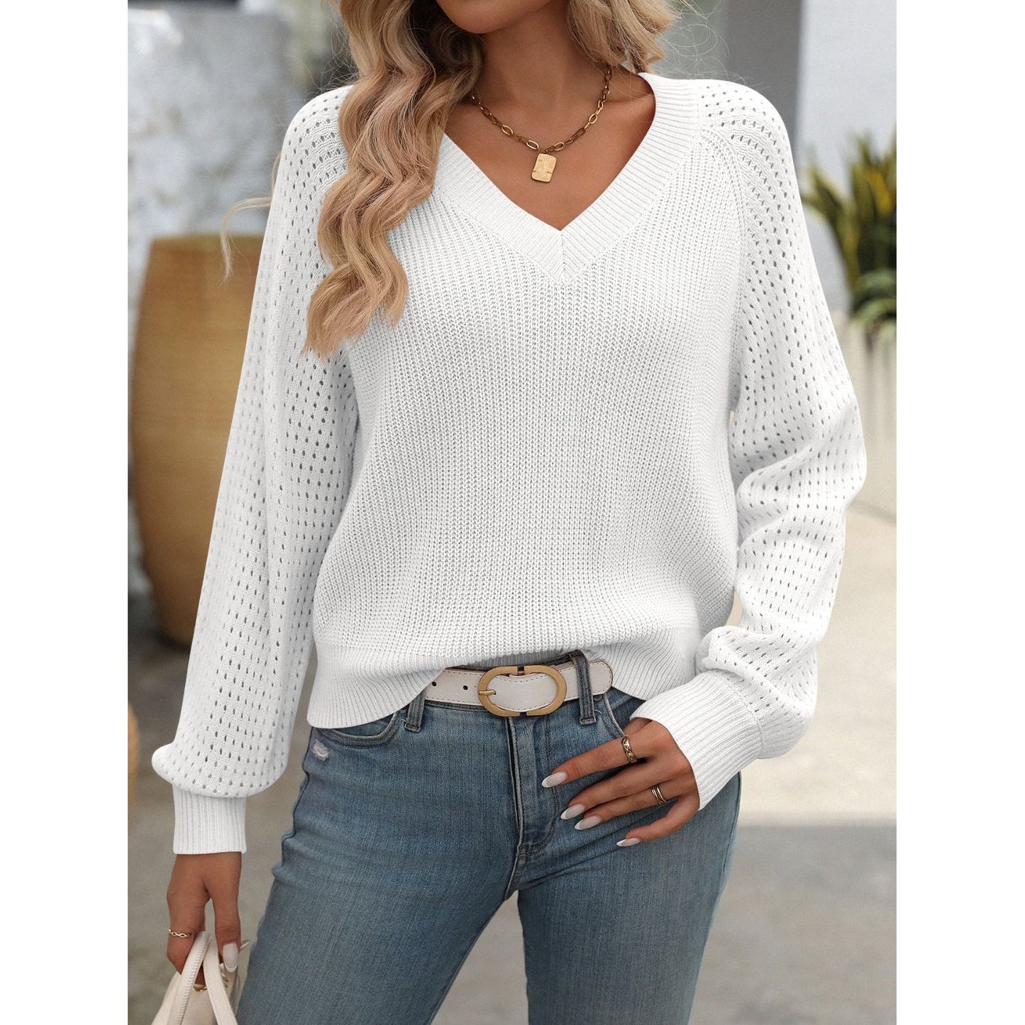 Mandy V-Neck Long Sleeve Sweater