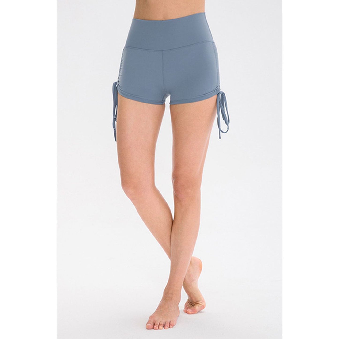 Drawstring Wide Waistband Side Tie Sports Shorts