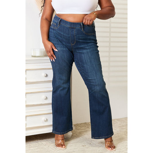 Judy Blue Full Size Elastic Waistband Slim Bootcut Jeans