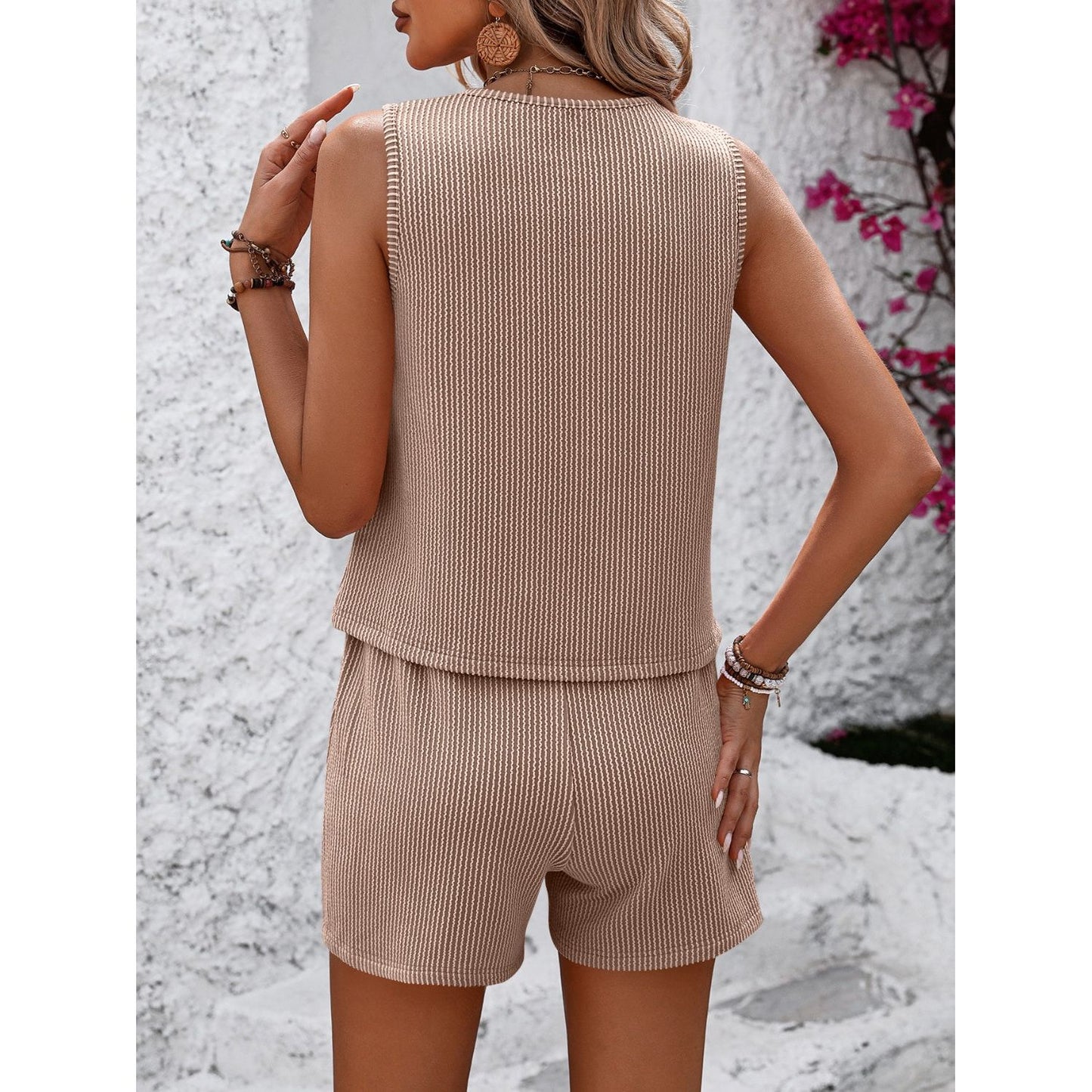 Mandy Round Neck Sleeveless Top and Shorts Set