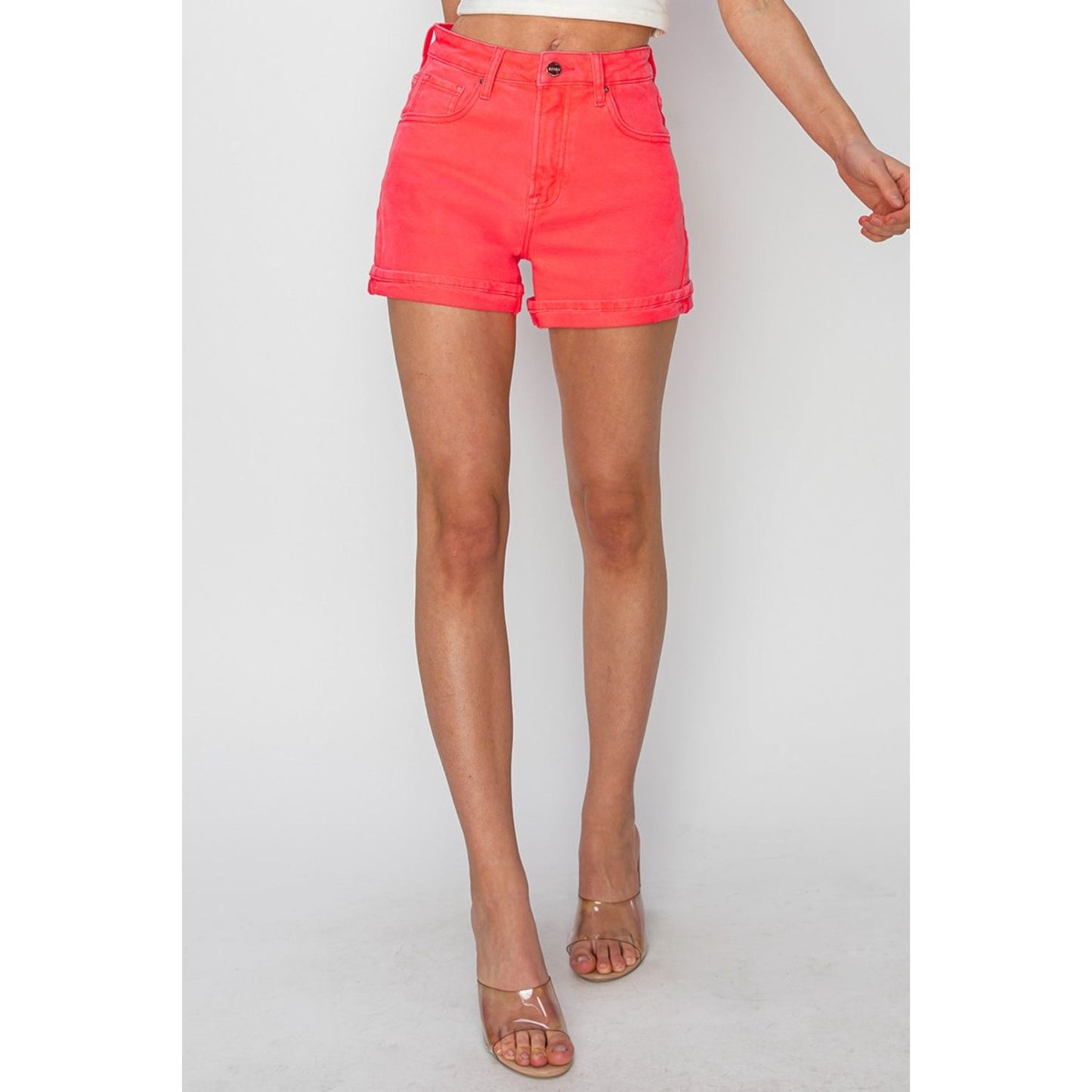 RISEN Full Size High Rise Cuffed Denim Shorts