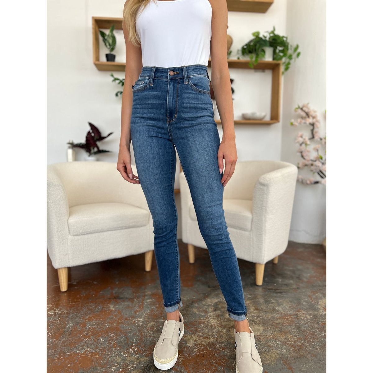 Judy Blue Full Size Cuffed Hem Skinny Jeans