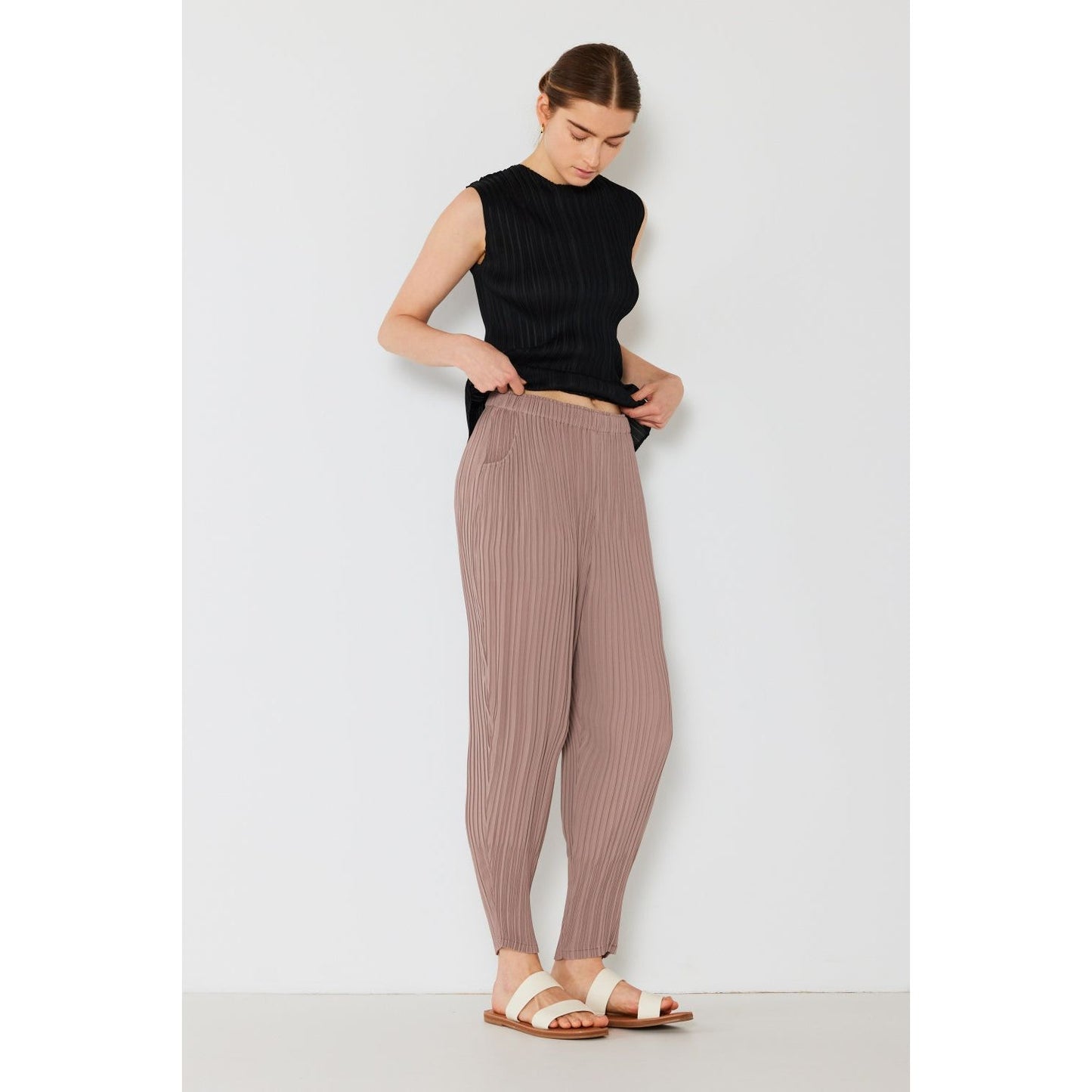 Marina West Swim Pleated Relaxed-Fit Slight Drop Crotch Jogger