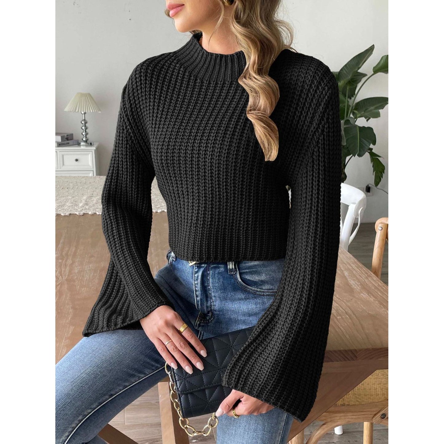 Mock Neck Long Sleeve Sweater