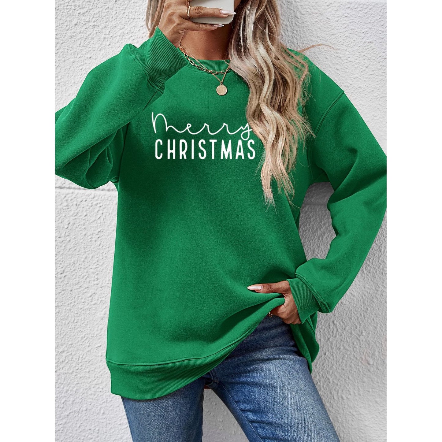 MERRY CHRISTMAS Dropped Shoulder Sweatshirt