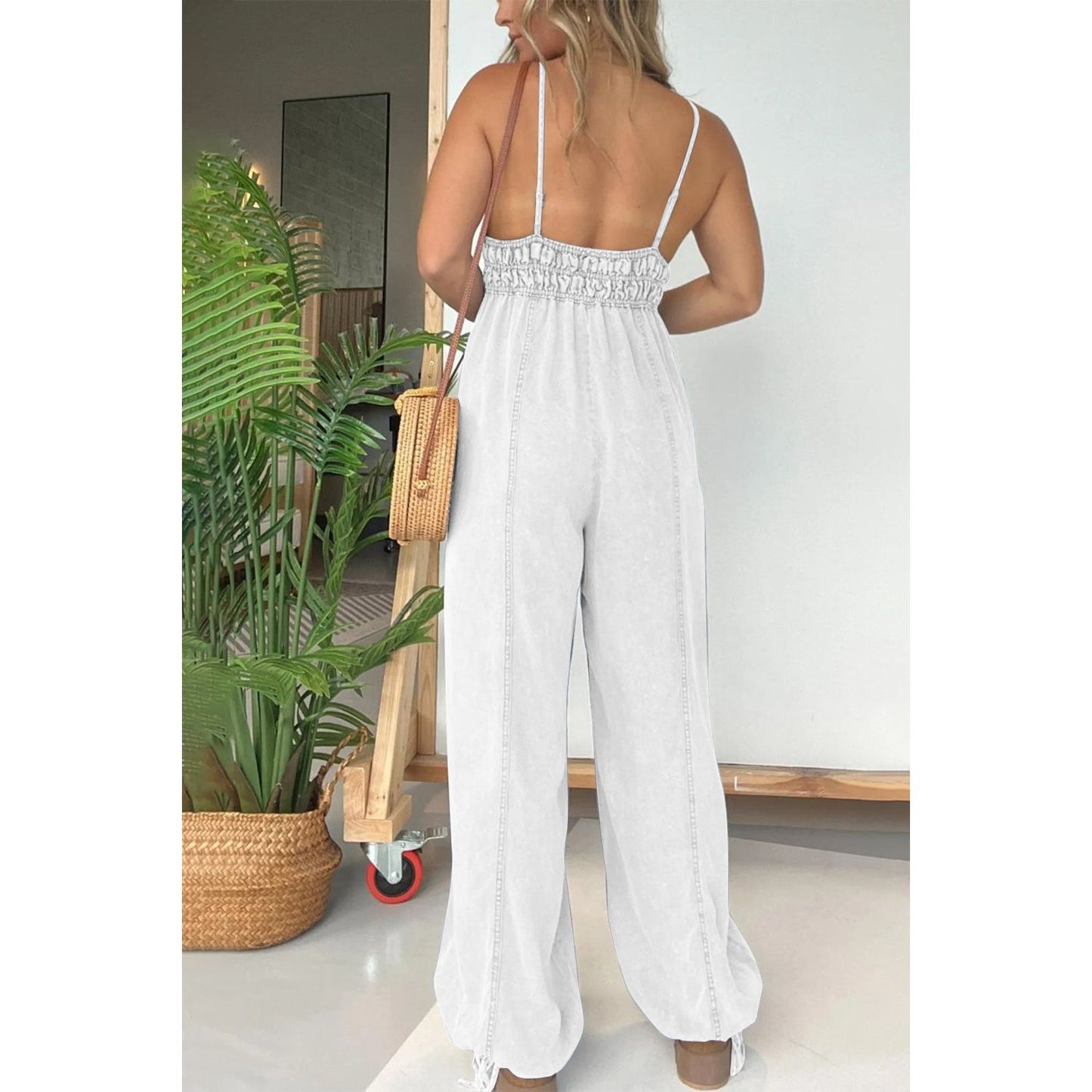 Full Size Spaghetti Strap Jumpsuit with Pockets