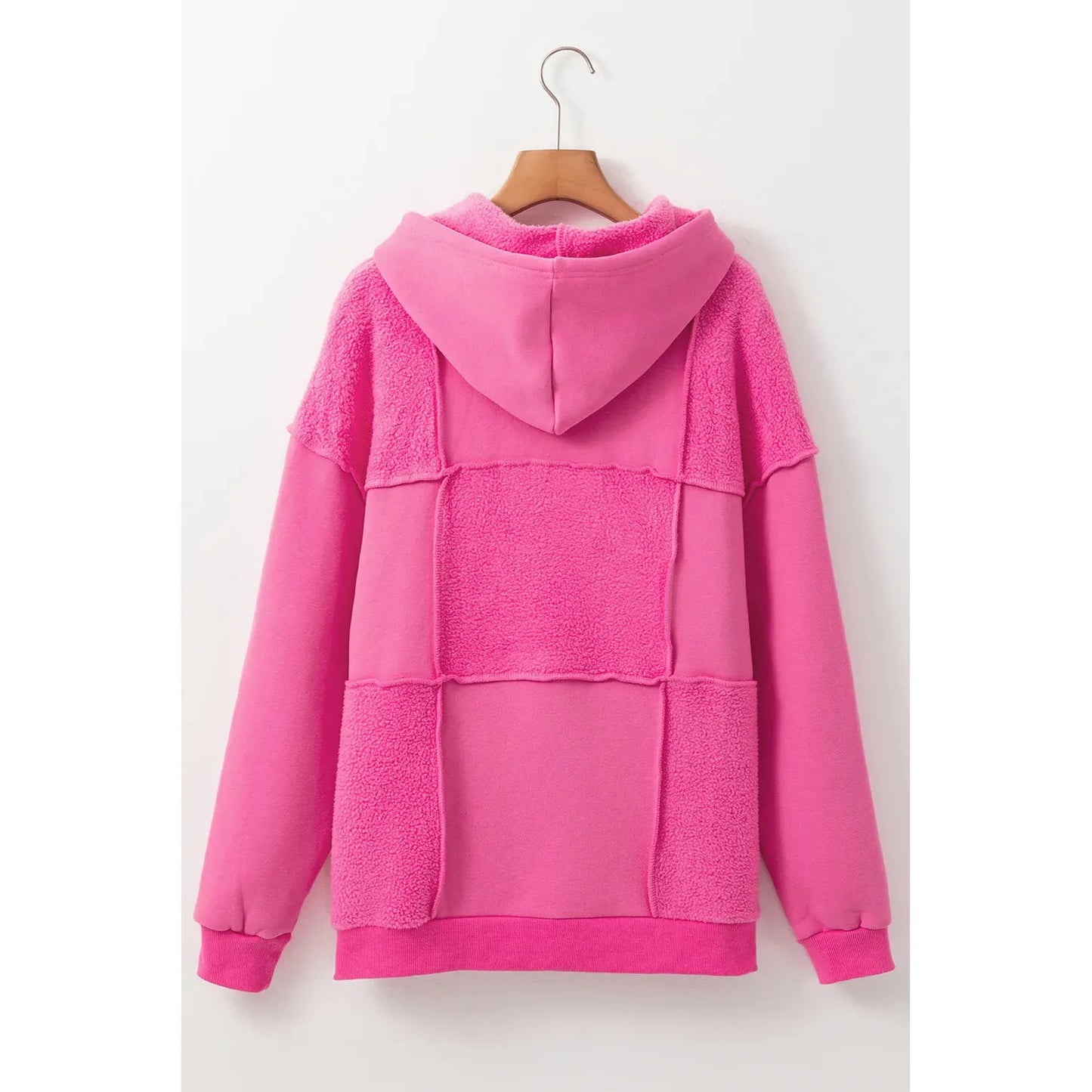 Exposed Seam Dropped Shoulder Long Sleeve Hoodie