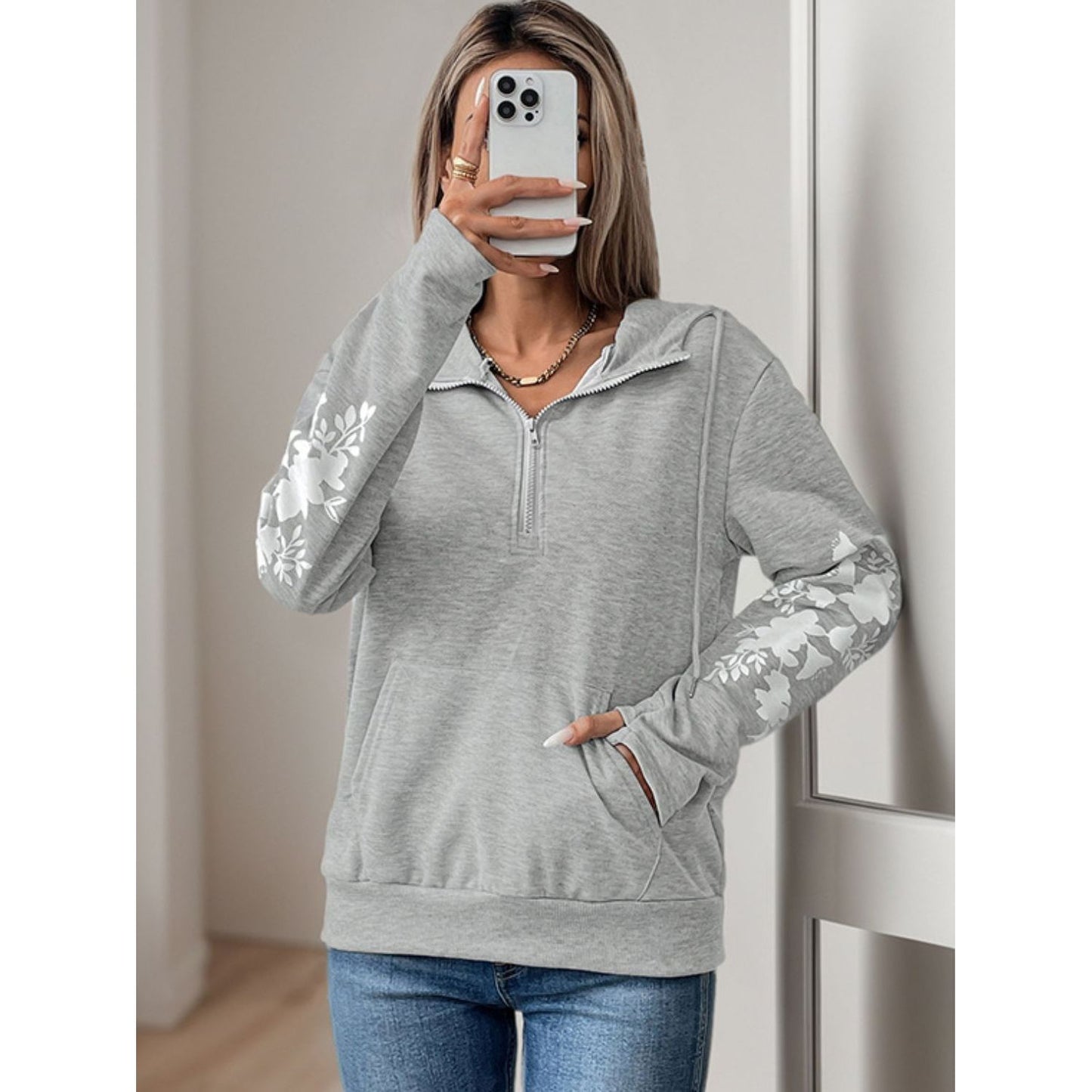 Perfee Half Zip Long Sleeve Hoodie