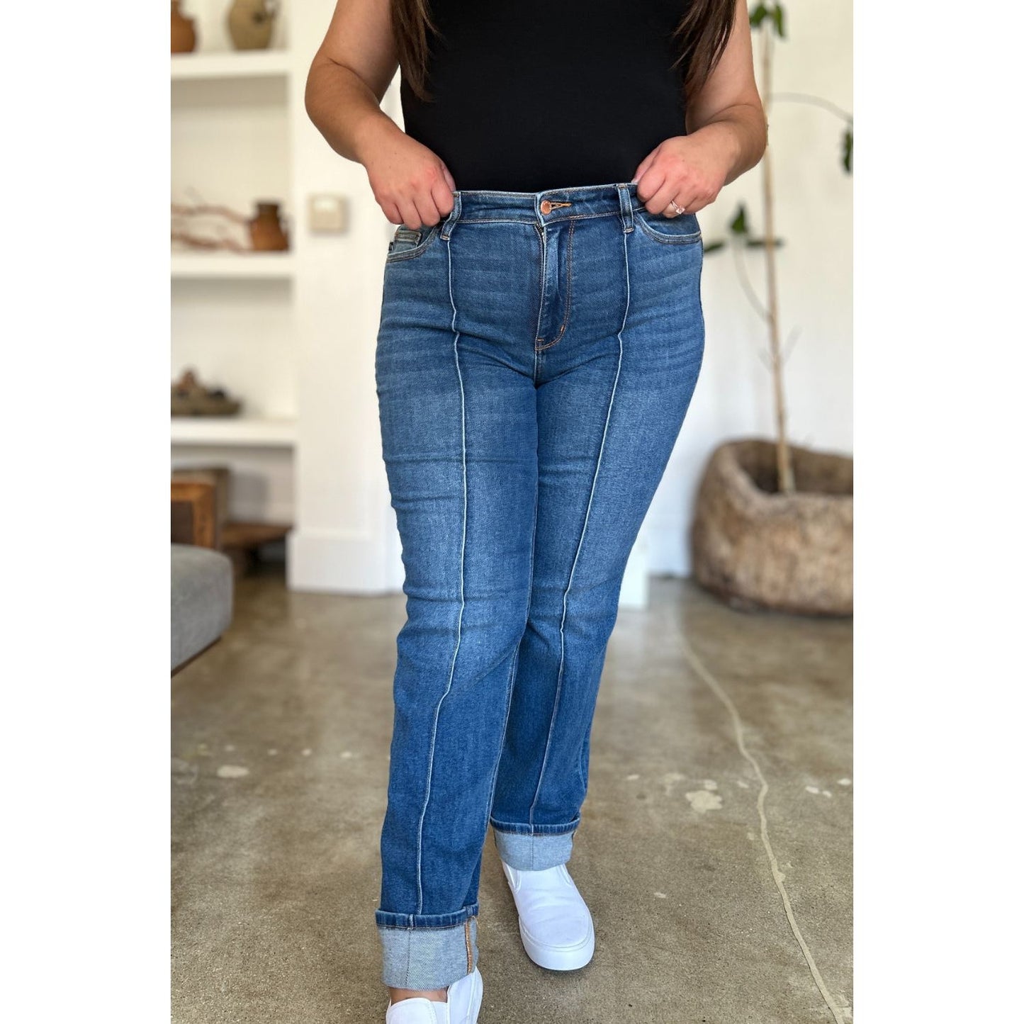 Judy Blue Full Size High Waist Front Seam Detail Straight Jeans