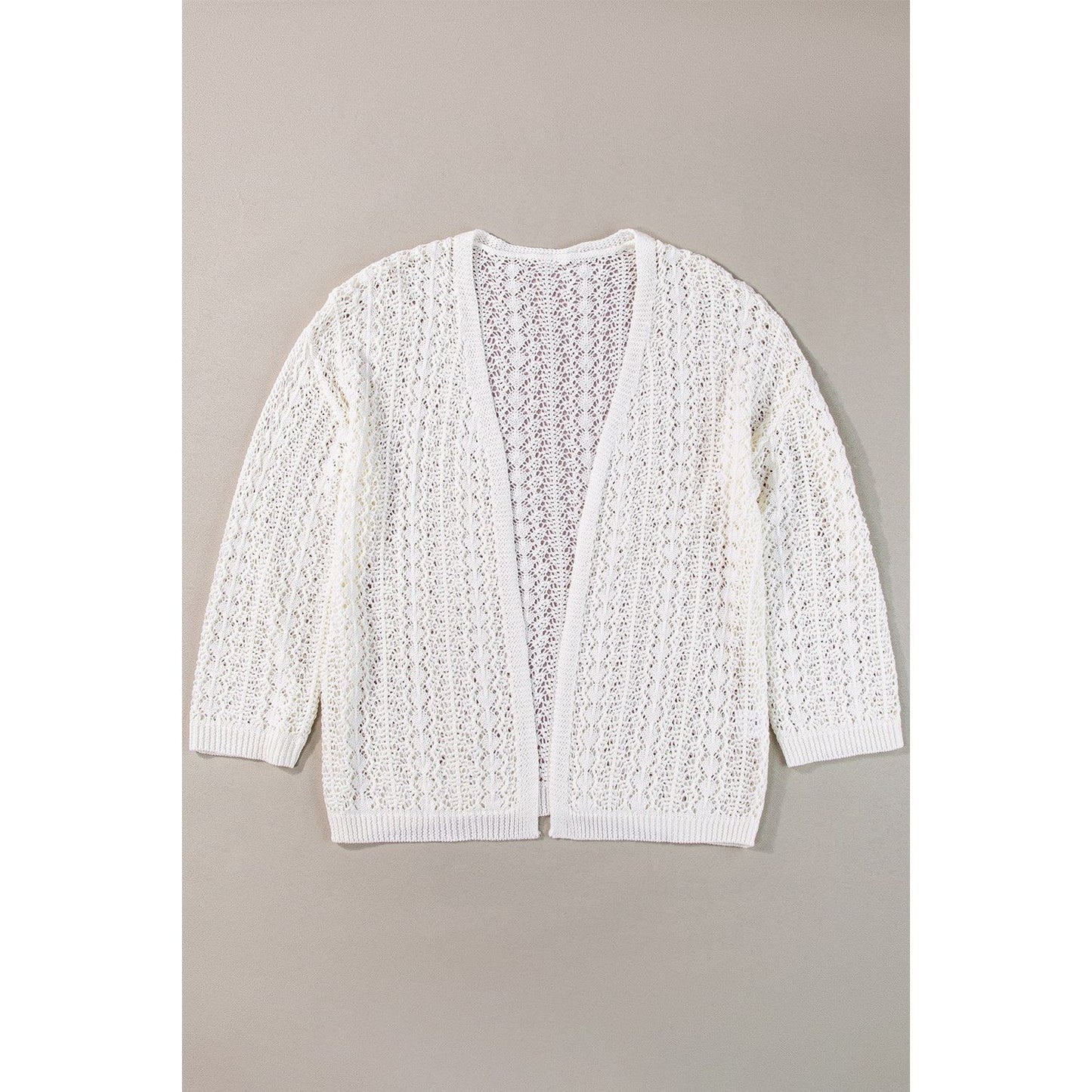 Openwork Open Front Dropped Shoulder Cardigan