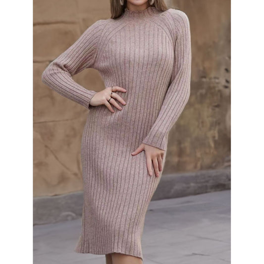 Ribbed Mock Neck Sweater Dress