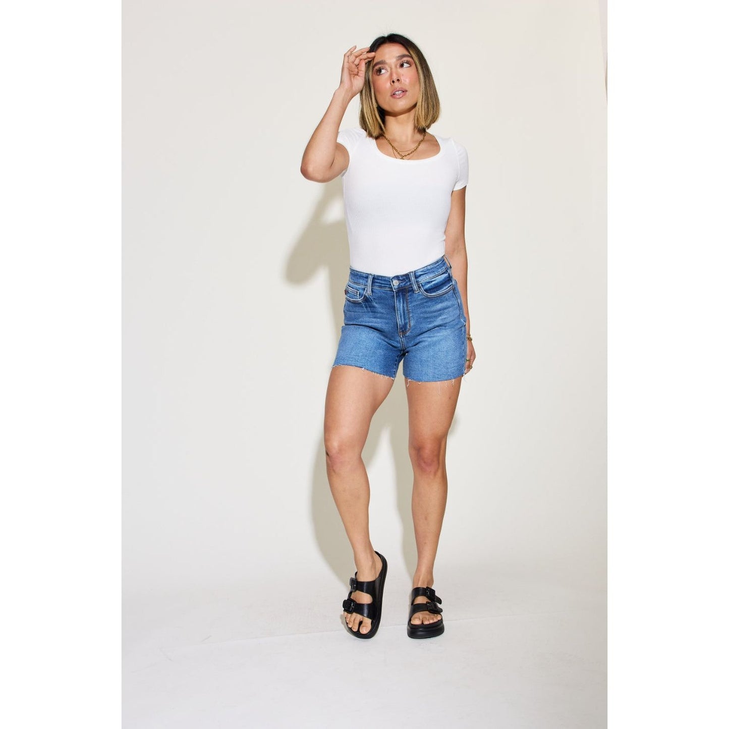 Judy Blue Full Size High Waist Slim Denim Shorts